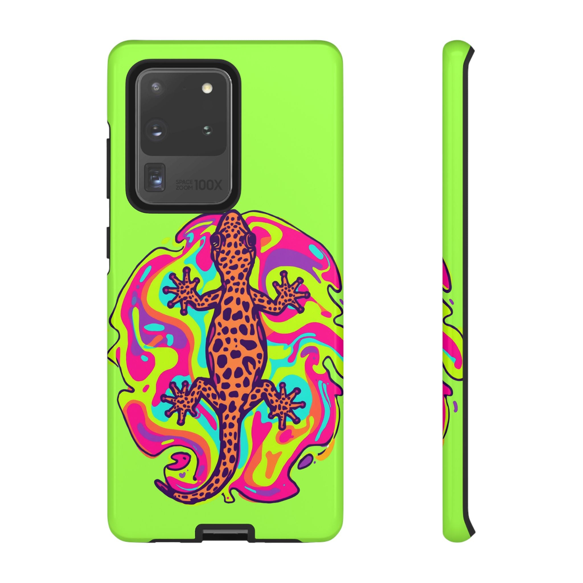 Phone Cases | Neon Leopard Gecko Swirl Phone Case