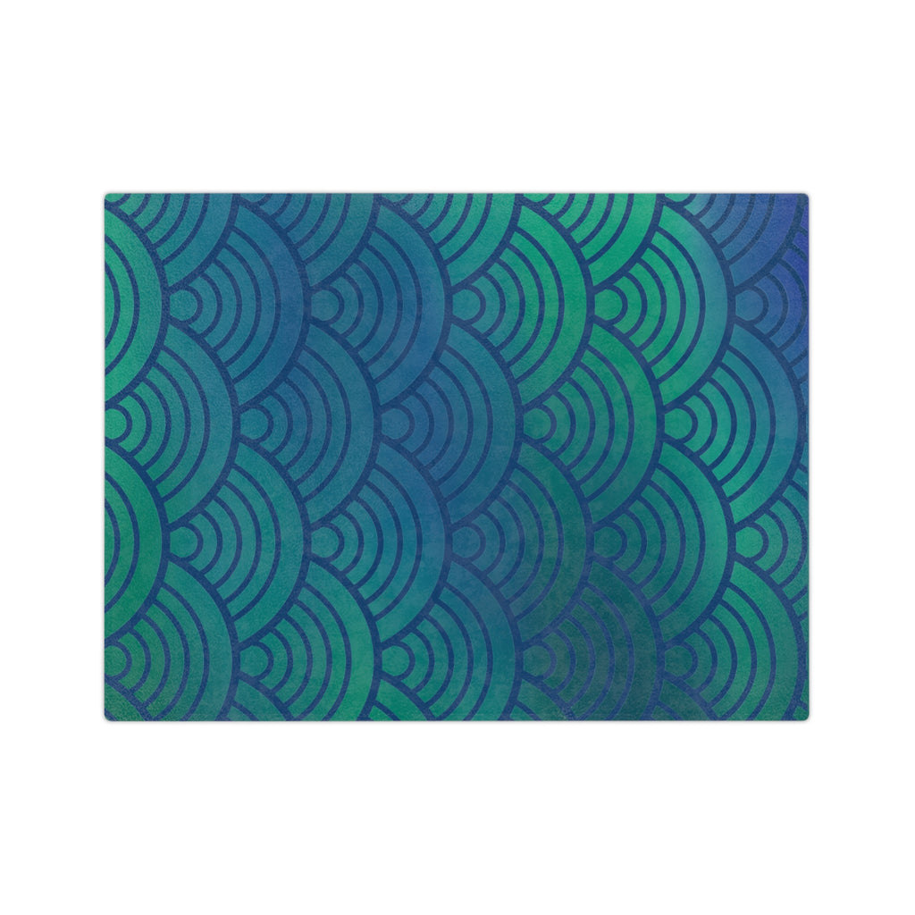 Green-to-Blue with Waves Microfiber Throw