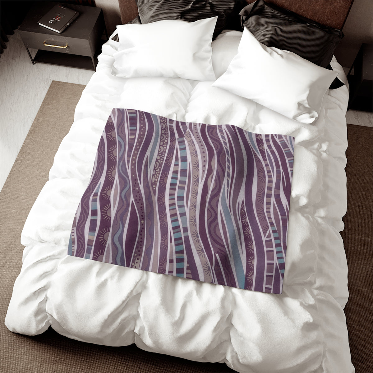Purple Boho Waves Sweatshirt Blanket
