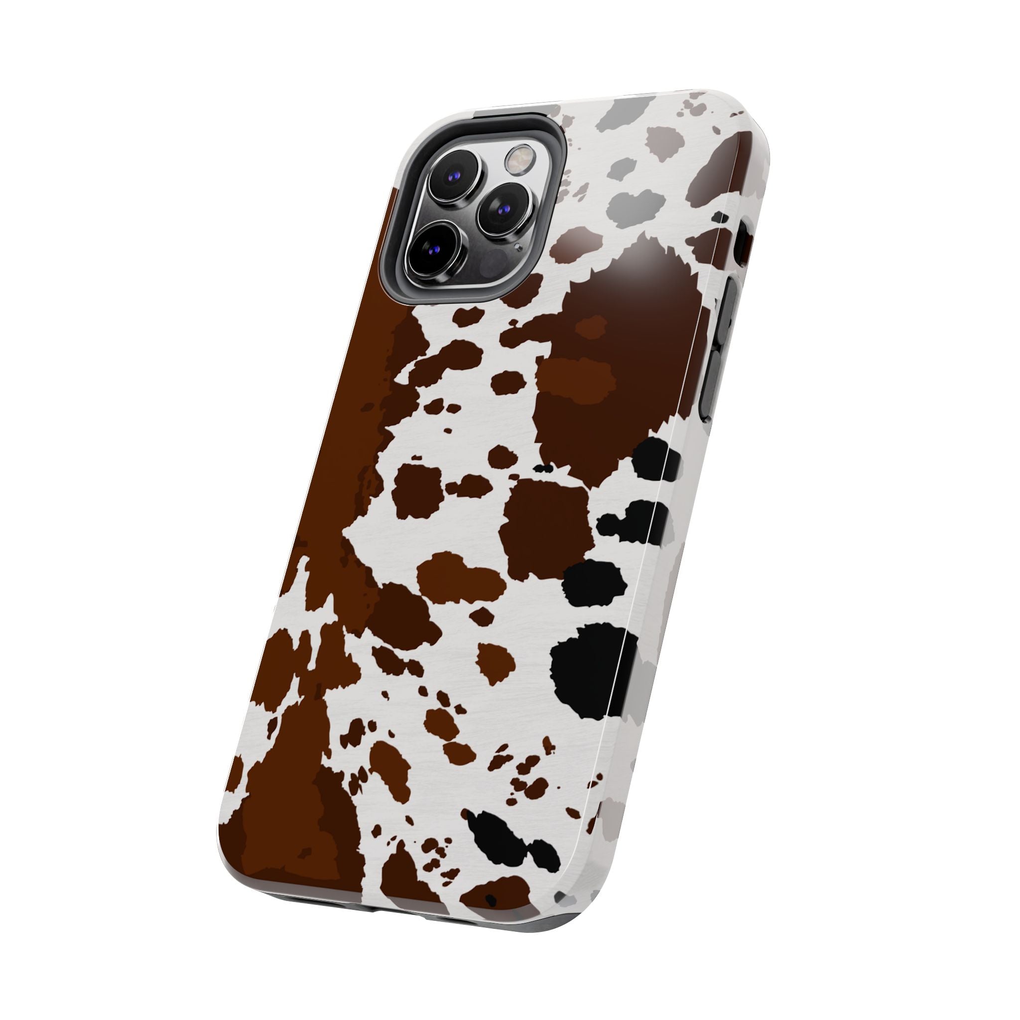 Phone Case | Brown & White Cowhide Pattern Tough Protective Cover
