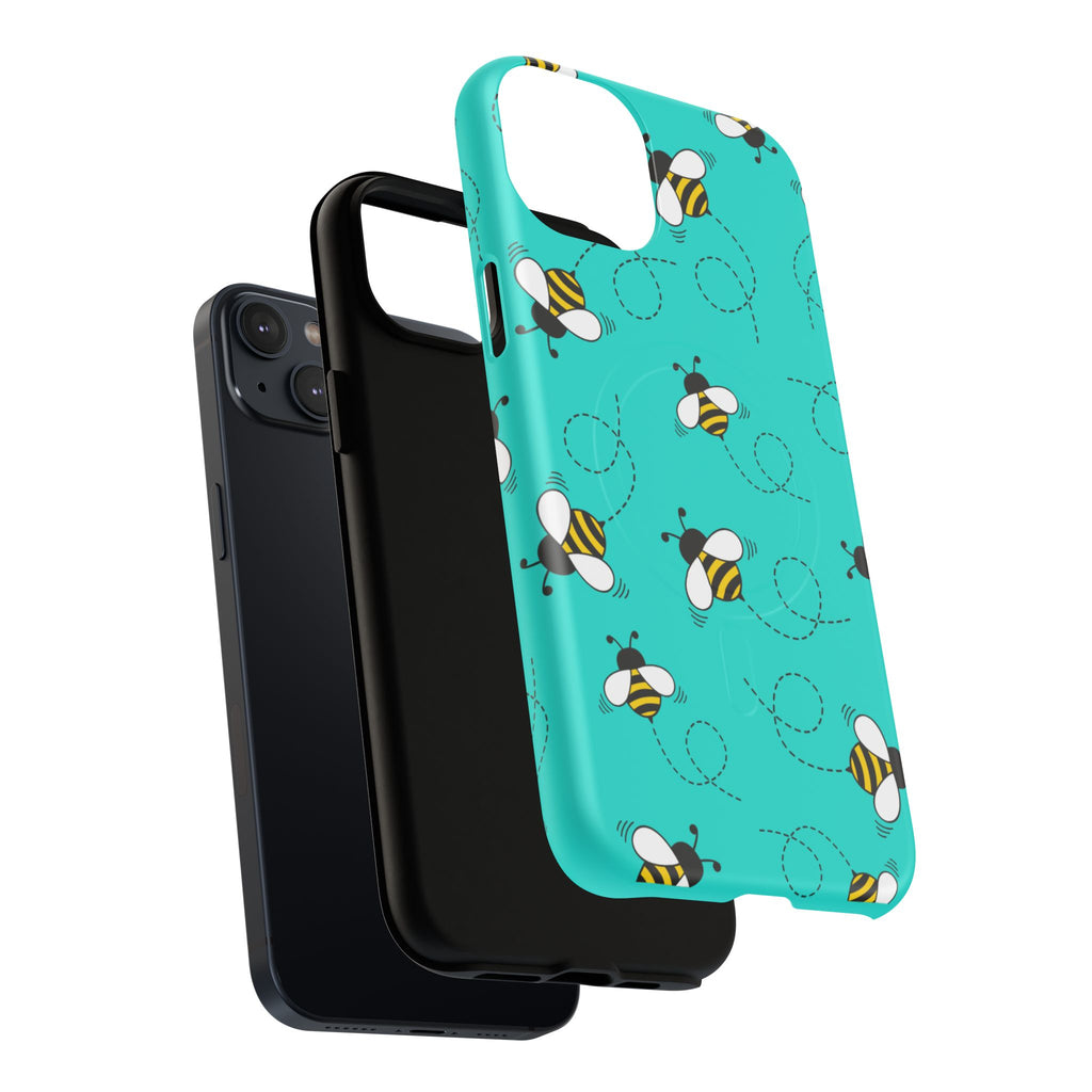 Phone Case | Cute Turquoise Bumblebee Tough Magnetic Phone Case