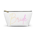 T Bottom Accessory Pouch | 'Bride' Script Pastels | Bridal Party Cosmetic Bag