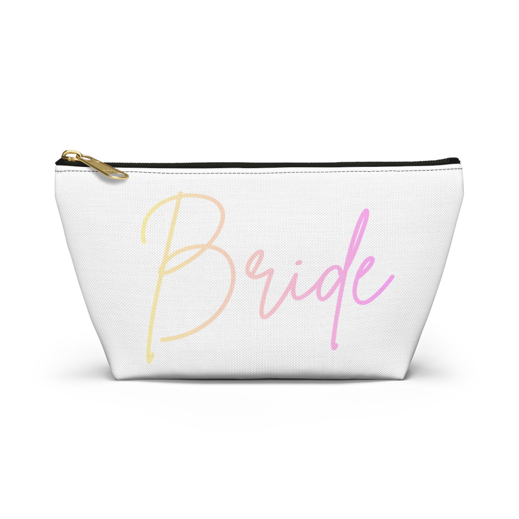 T Bottom Accessory Pouch | 'Bride' Script Pastels | Bridal Party Cosmetic Bag