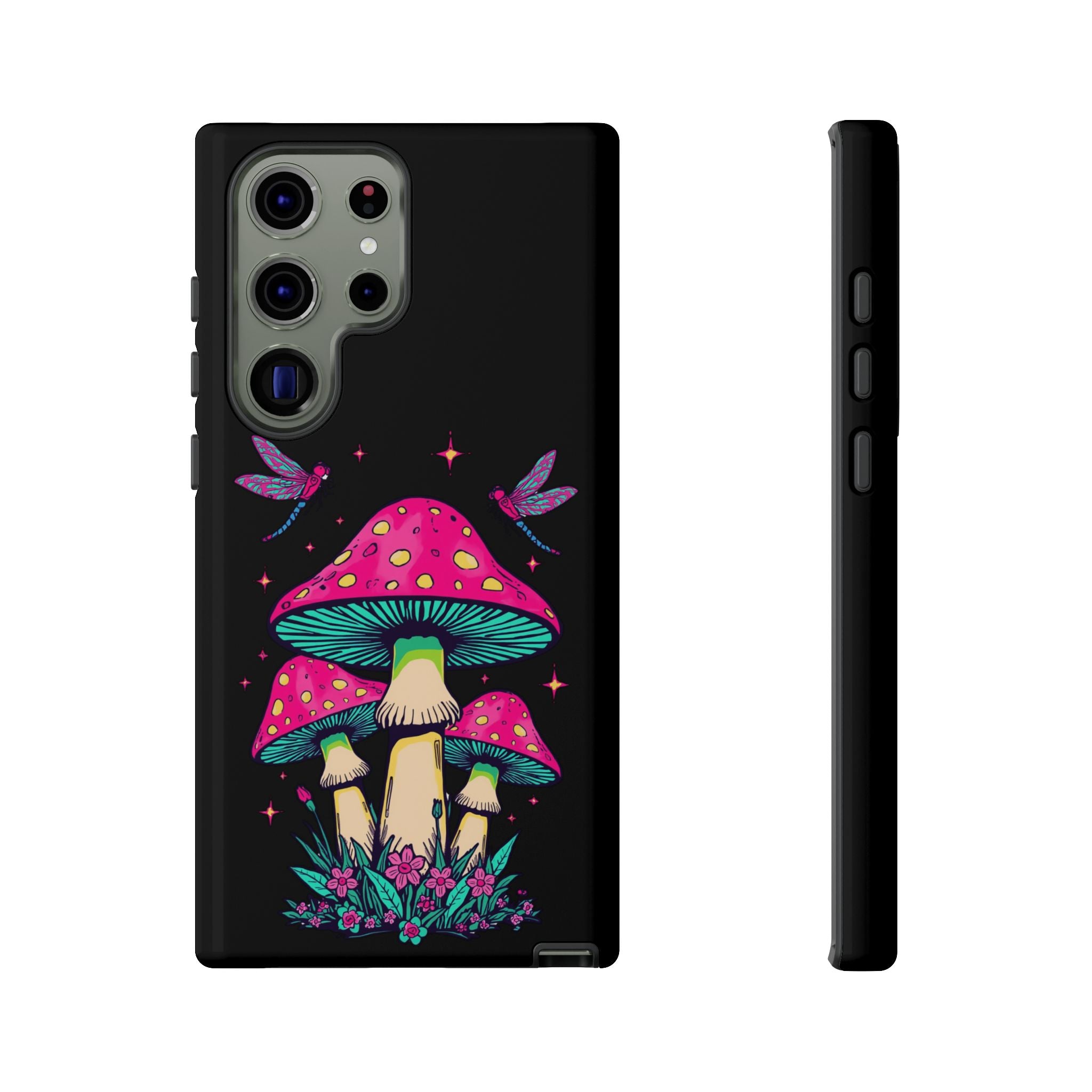 Phone Cases | Colorful Mushroom and Dragonfly Print Tough Case