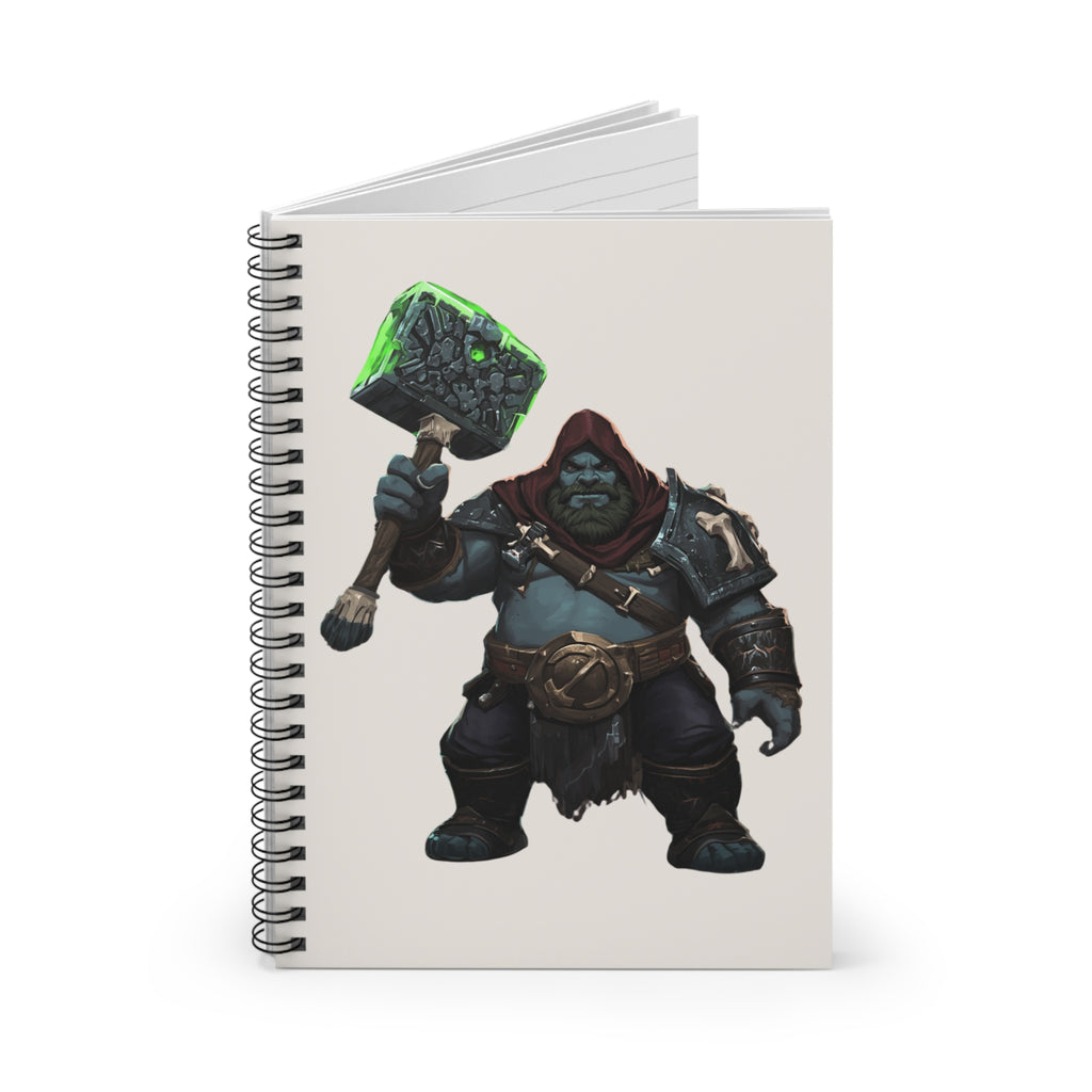 Journal | Fantasy RPG Journal Warrior with Glowing Warhammer Spiral Notebook