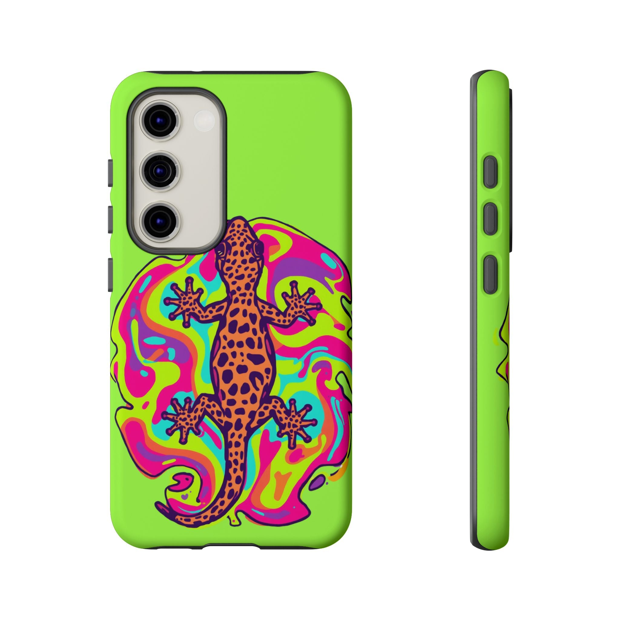 Phone Cases | Neon Leopard Gecko Swirl Phone Case