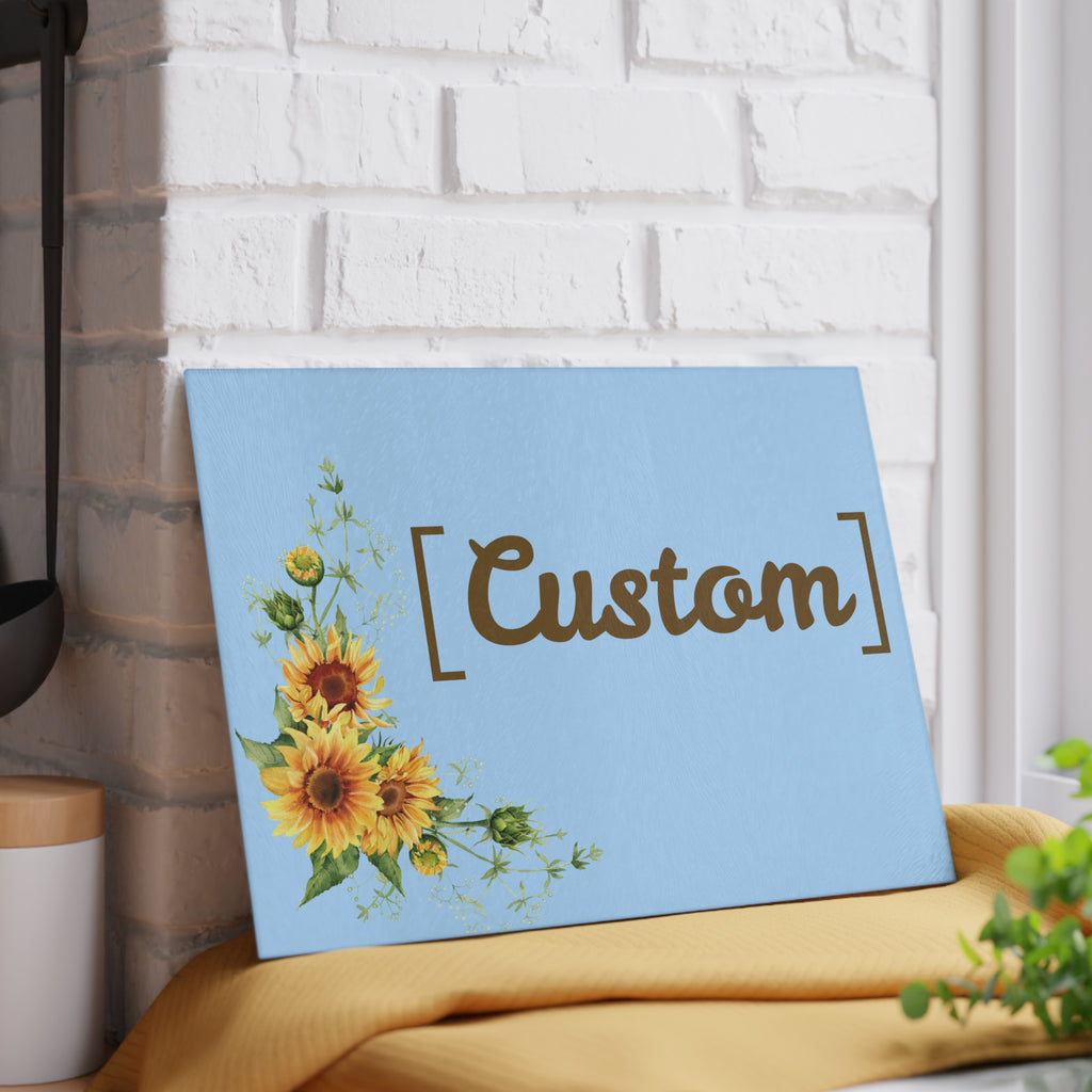 Glass Cutting Board | Personalized Name Sunflower Kitchen Decor