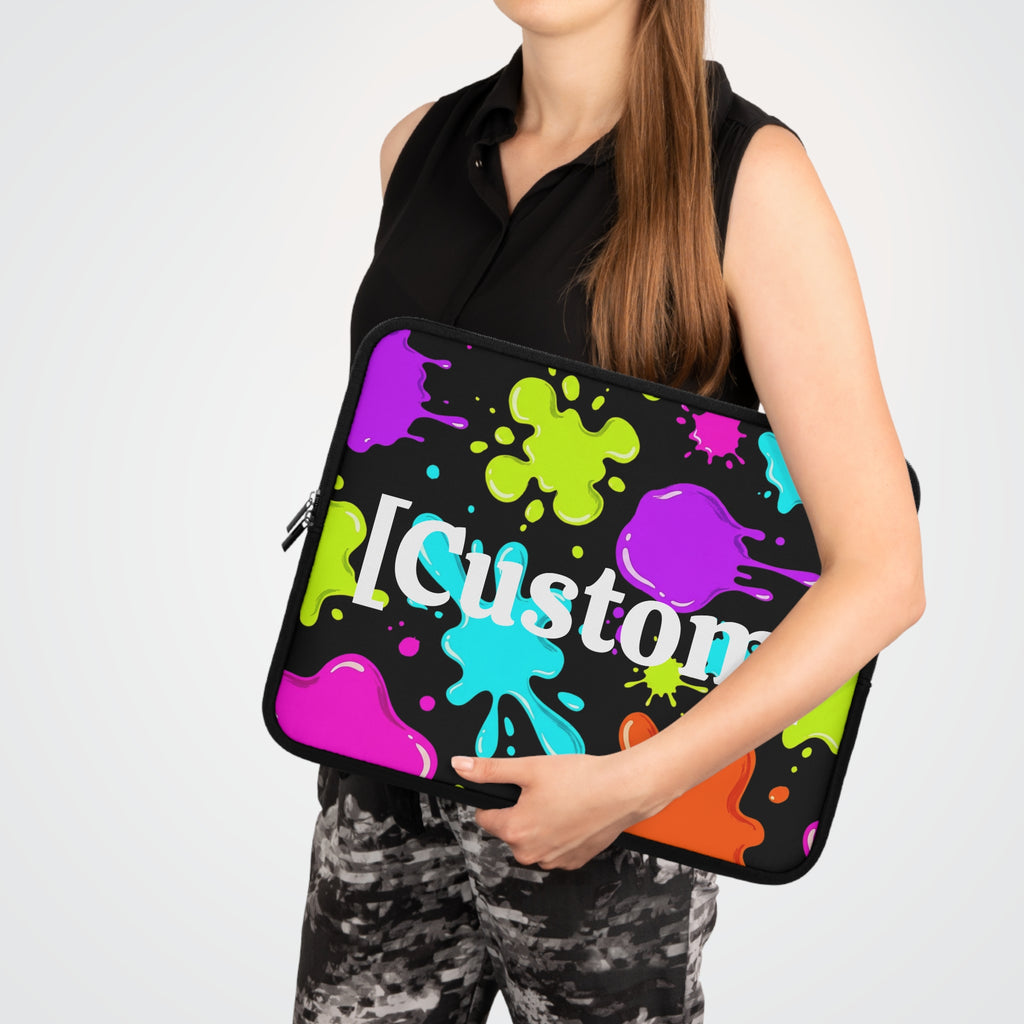Laptop Sleeve | Personalized Neon Paint Splat Protective Case