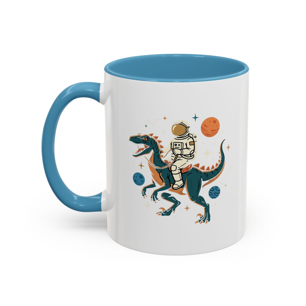 Coffee Mug | Astronaut Riding Velociraptor Accent Mug