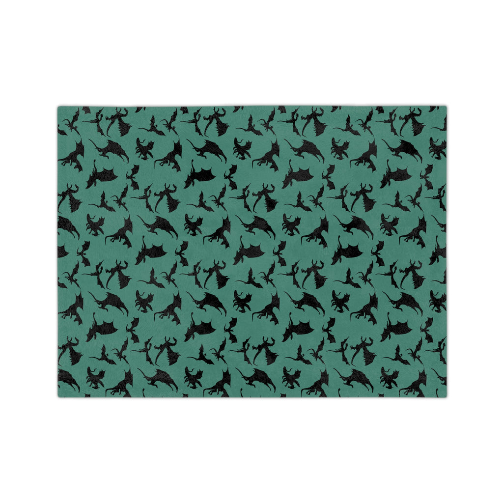 Deep Evergreen Dragons Velveteen Microfiber Throw