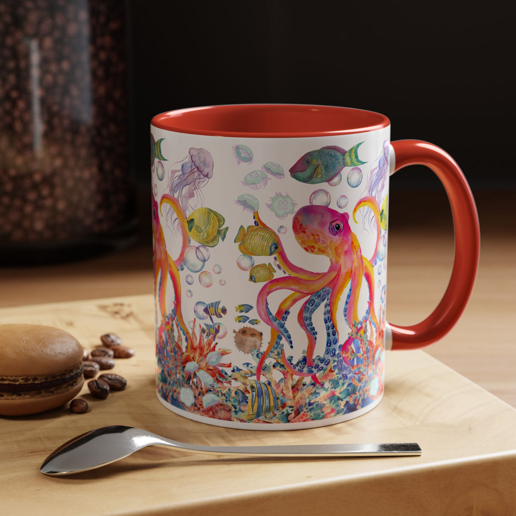 Coffee Mug | Colorful Octopus Accent Mug 11/15oz