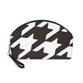 Cosmetic Pouch | Black & White Houndstooth Makeup Bag with Wrist Strap
