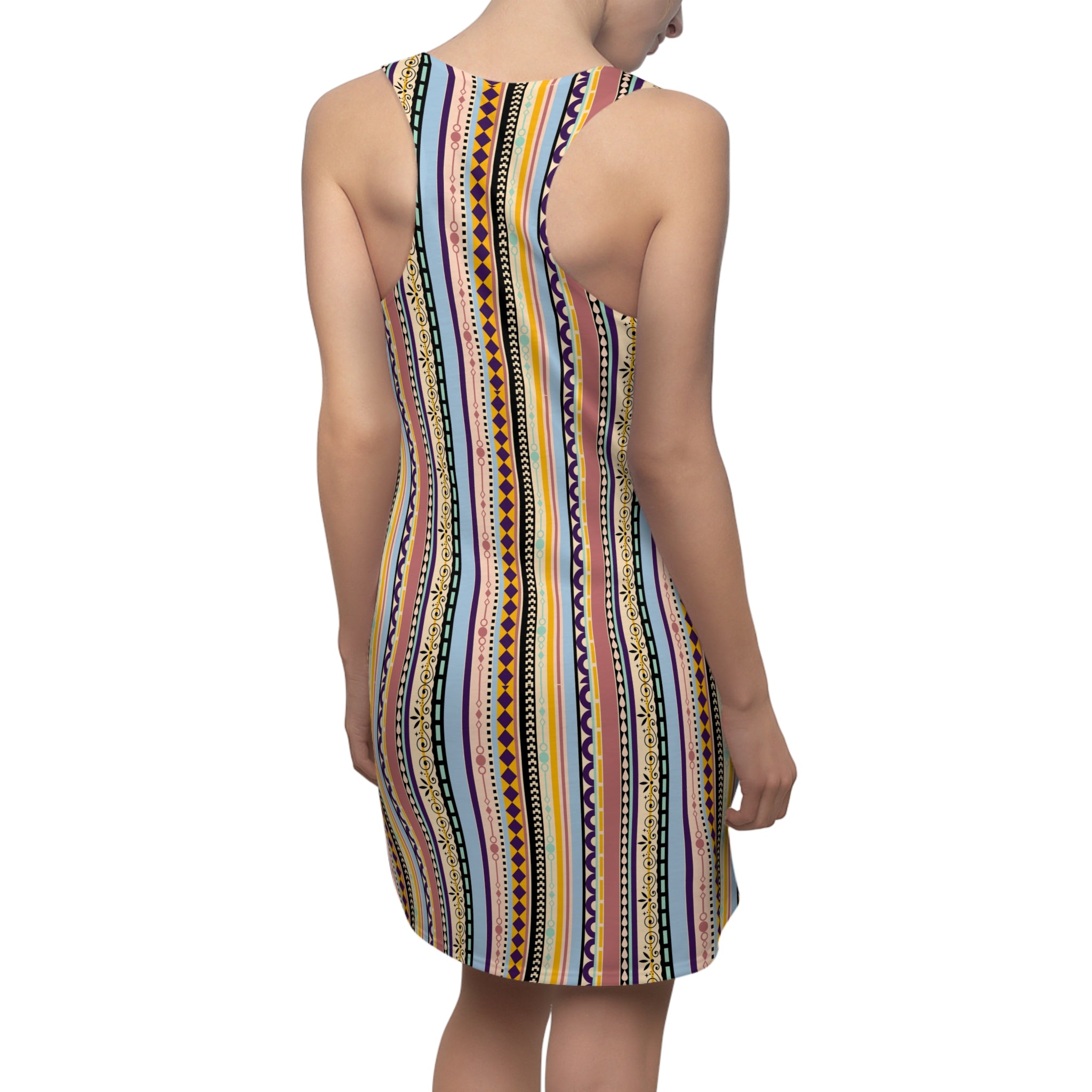 Women's Racerback Dress – Colorful Boho Stripe Sleeveless Summer Dress