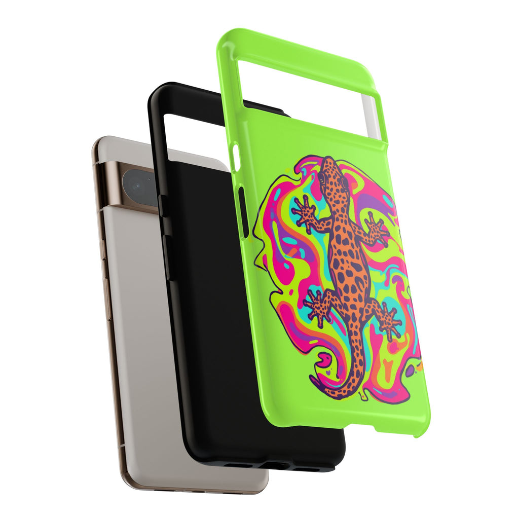 Phone Cases | Neon Leopard Gecko Swirl Phone Case
