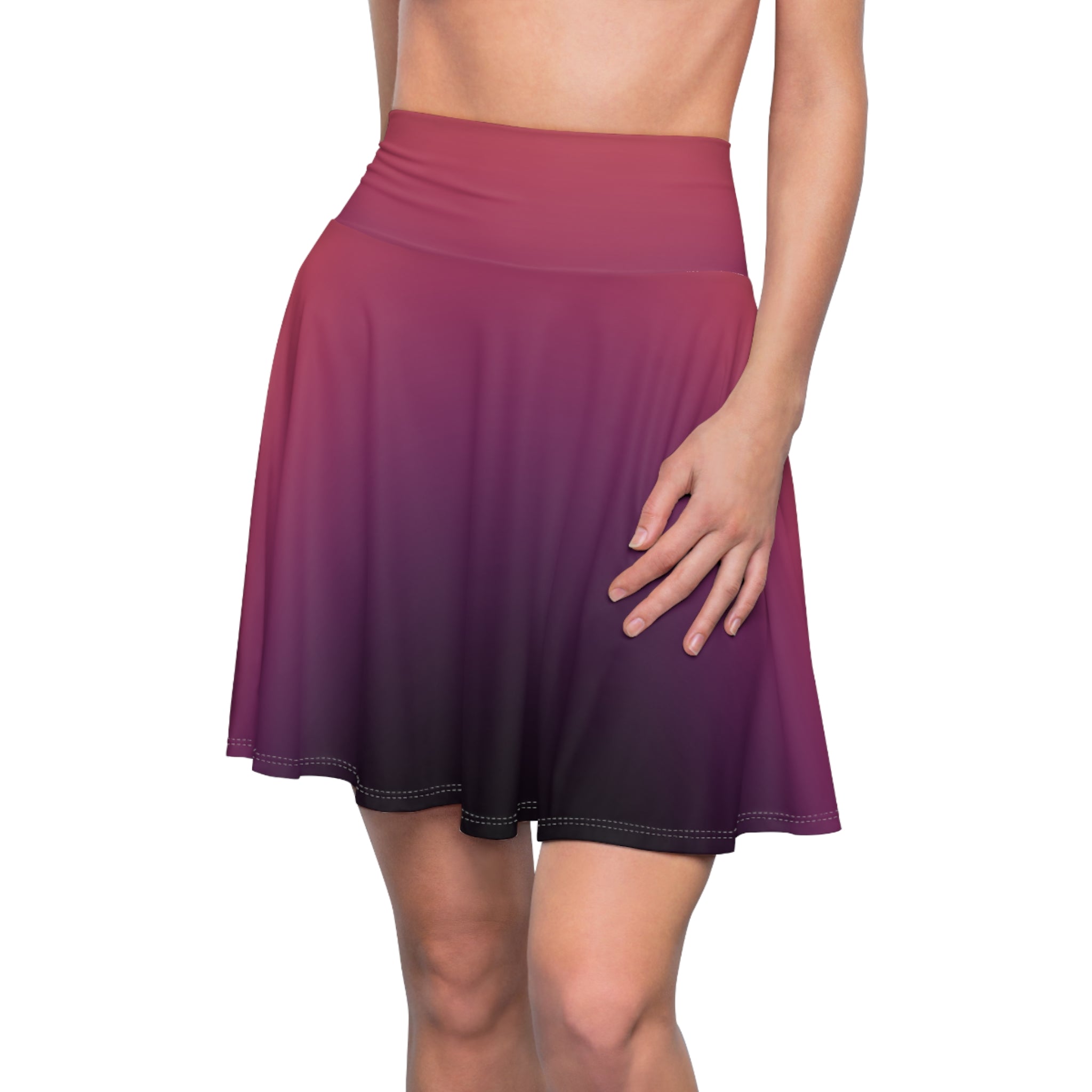 Women's Skater Skirt | Ombre Pink to Deep Plum Flared A-line Fashion