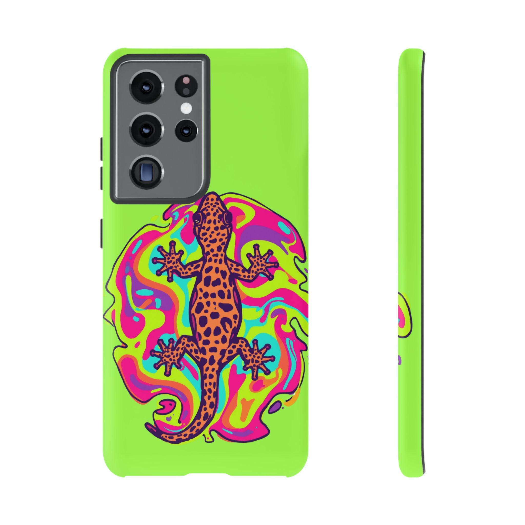 Phone Cases | Neon Leopard Gecko Swirl Phone Case