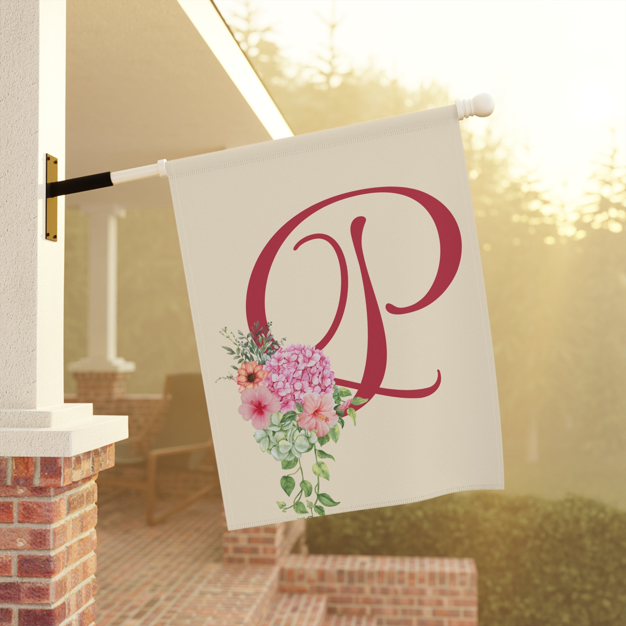 Home & Garden Banner | 'P' Monogram Vivid Elegant Garden Flag