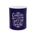 Coffee Mug | Navy Background 'Concern is Just Worry in a Bowtie'