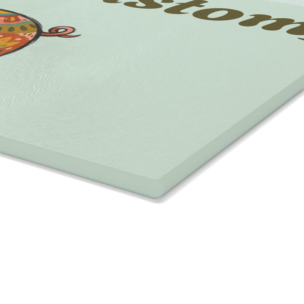 Glass Cutting Board | Customizable Floral Folk Art Pig Kitchen Decor