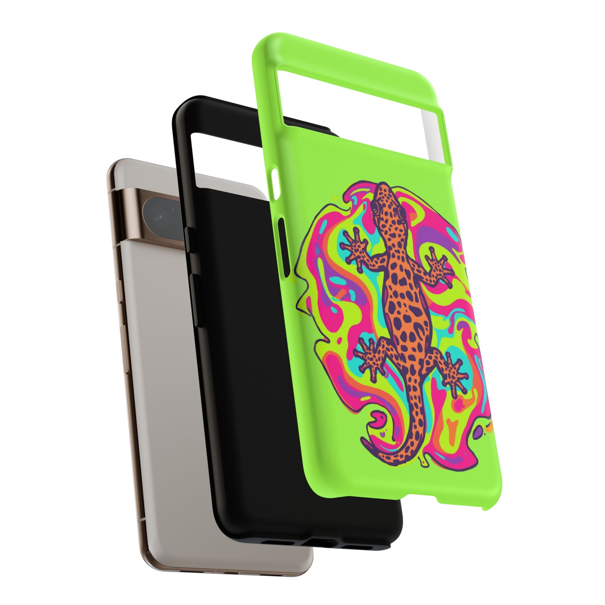 Phone Cases | Neon Leopard Gecko Swirl Phone Case
