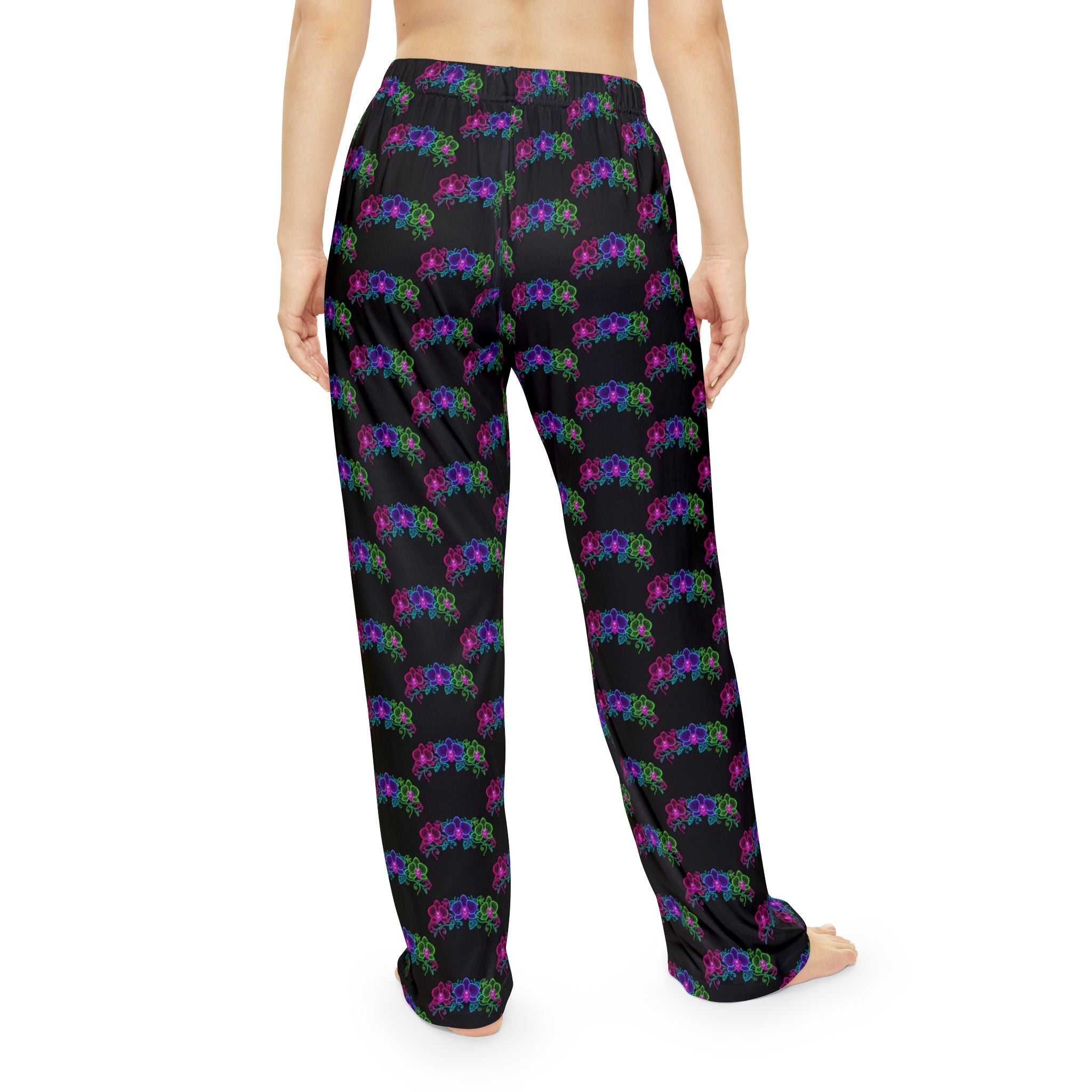 Pajama Pants | All-Over Neon Orchid Floral Pattern Women's Pajamas