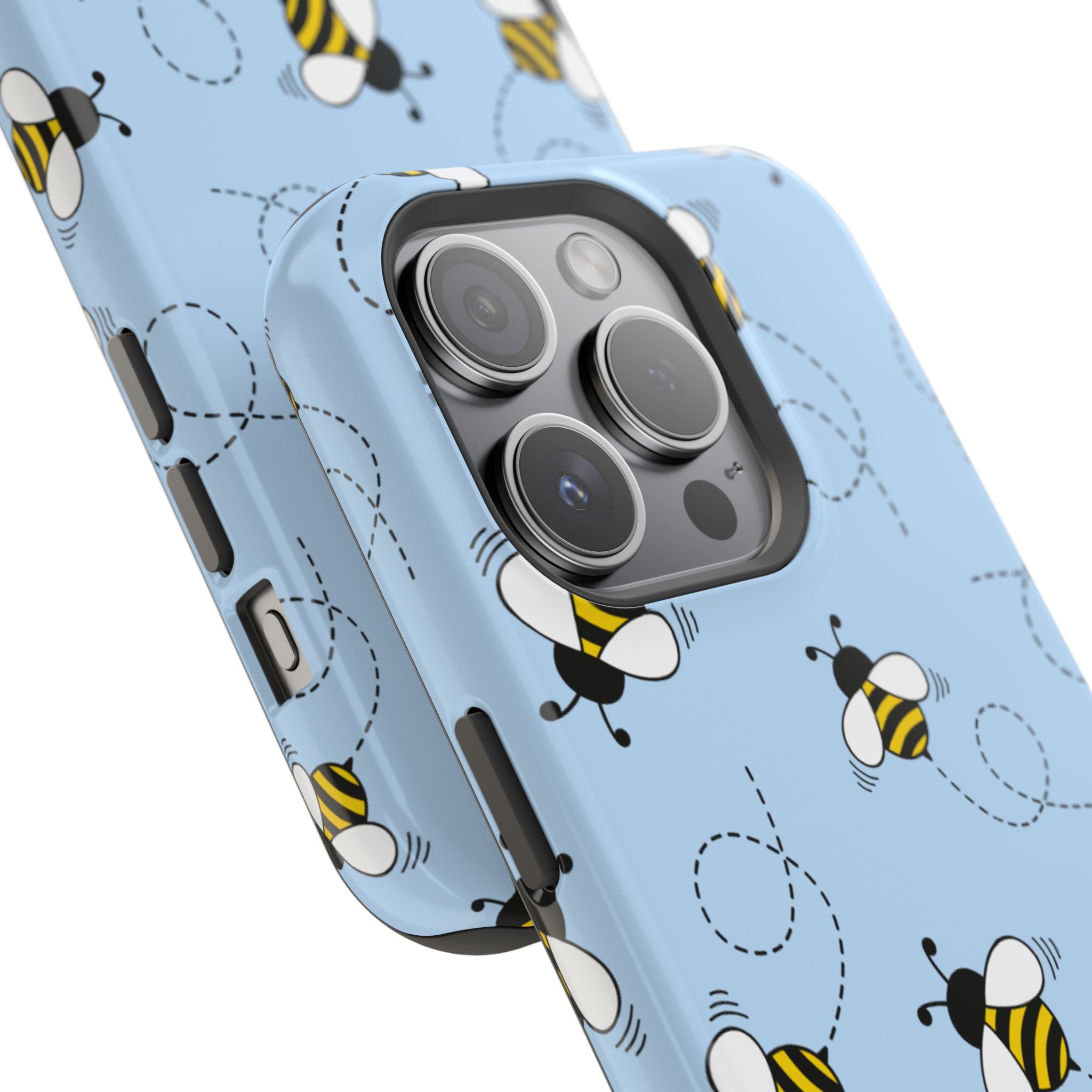 Phone Case | Sky Blue Bee Pattern Magnetic Impact-Resistant Phone Case