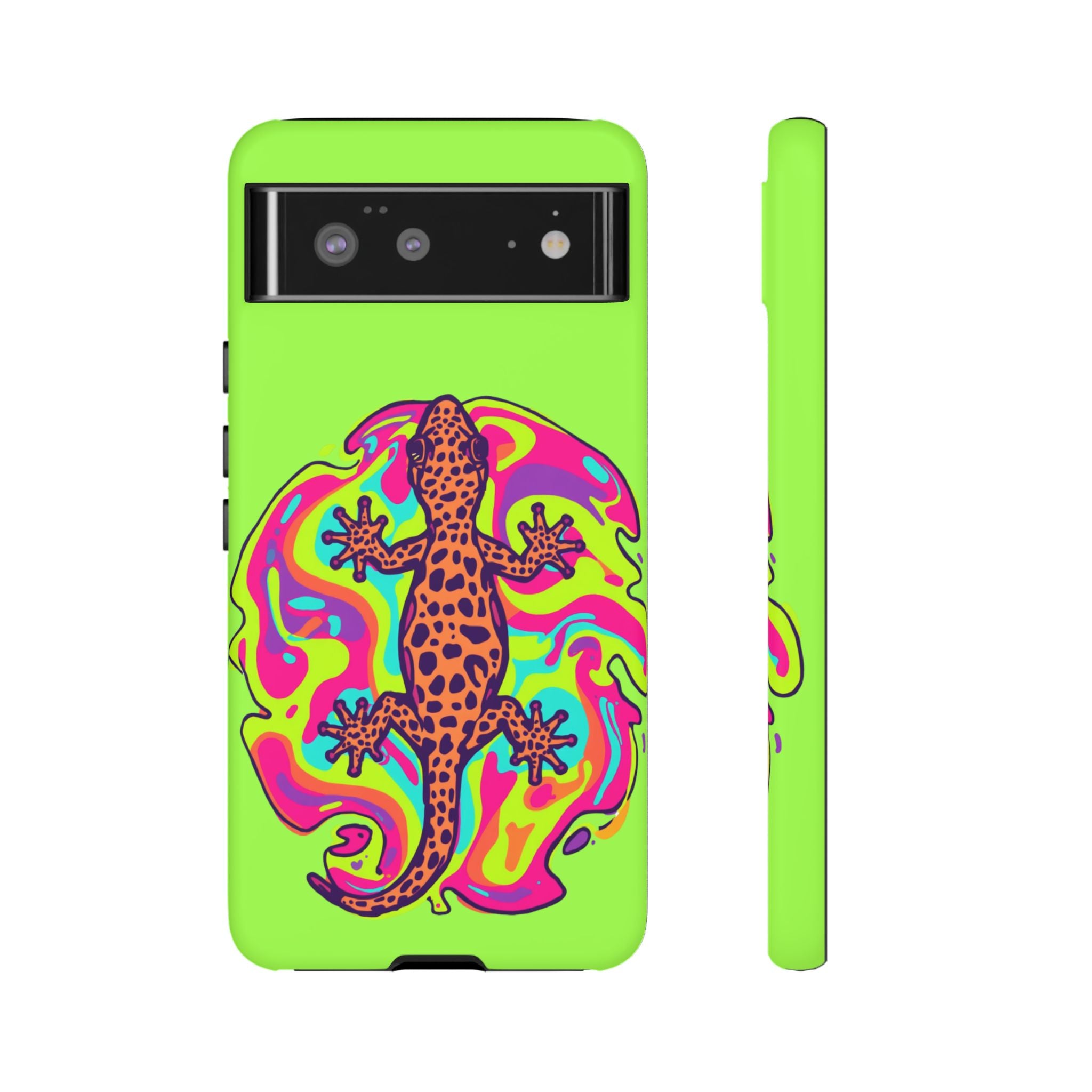 Phone Cases | Neon Leopard Gecko Swirl Phone Case