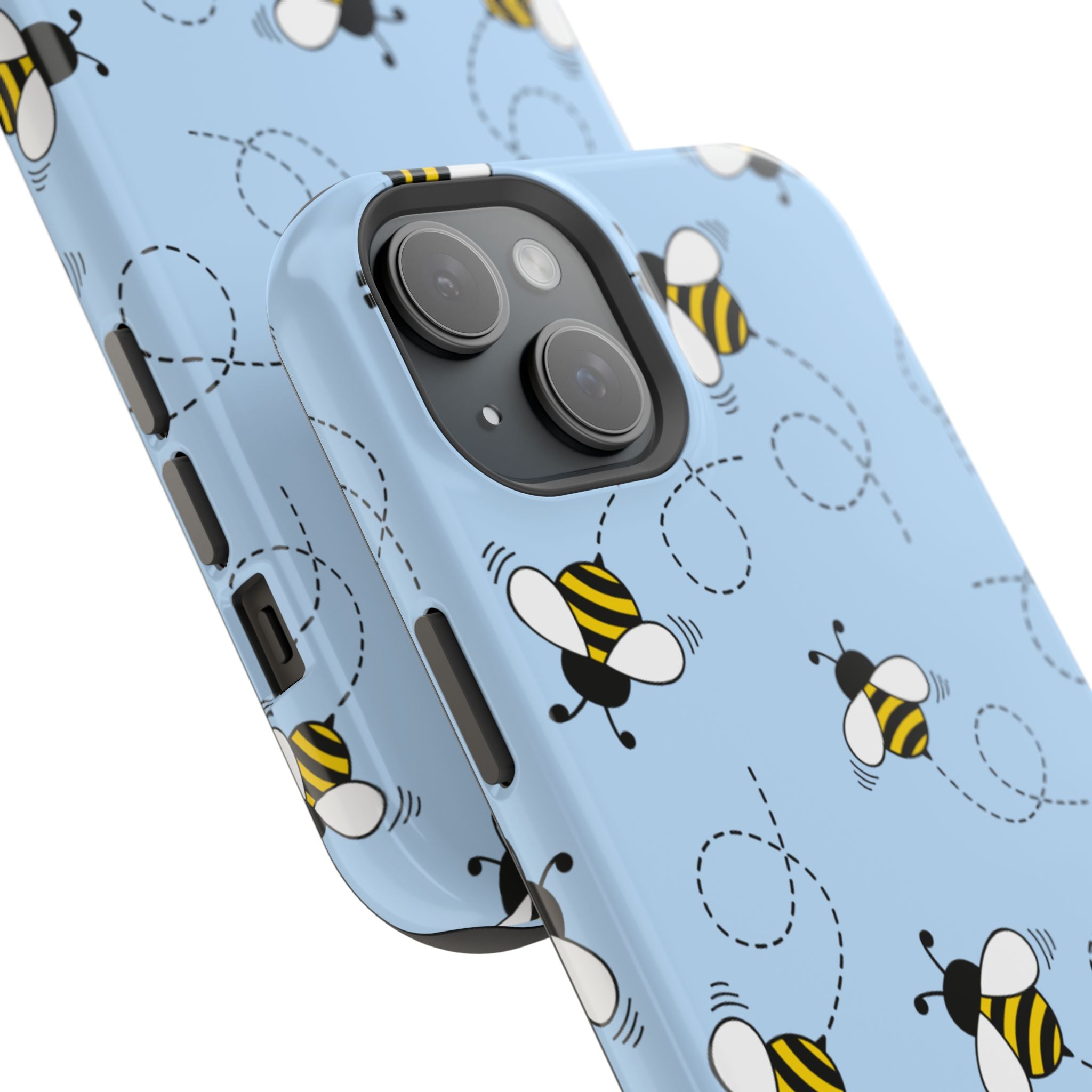 Phone Case | Sky Blue Bee Pattern Magnetic Impact-Resistant Phone Case