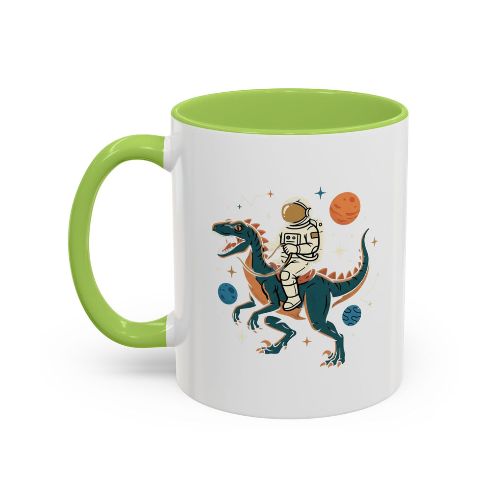 Coffee Mug | Astronaut Riding Velociraptor Accent Mug