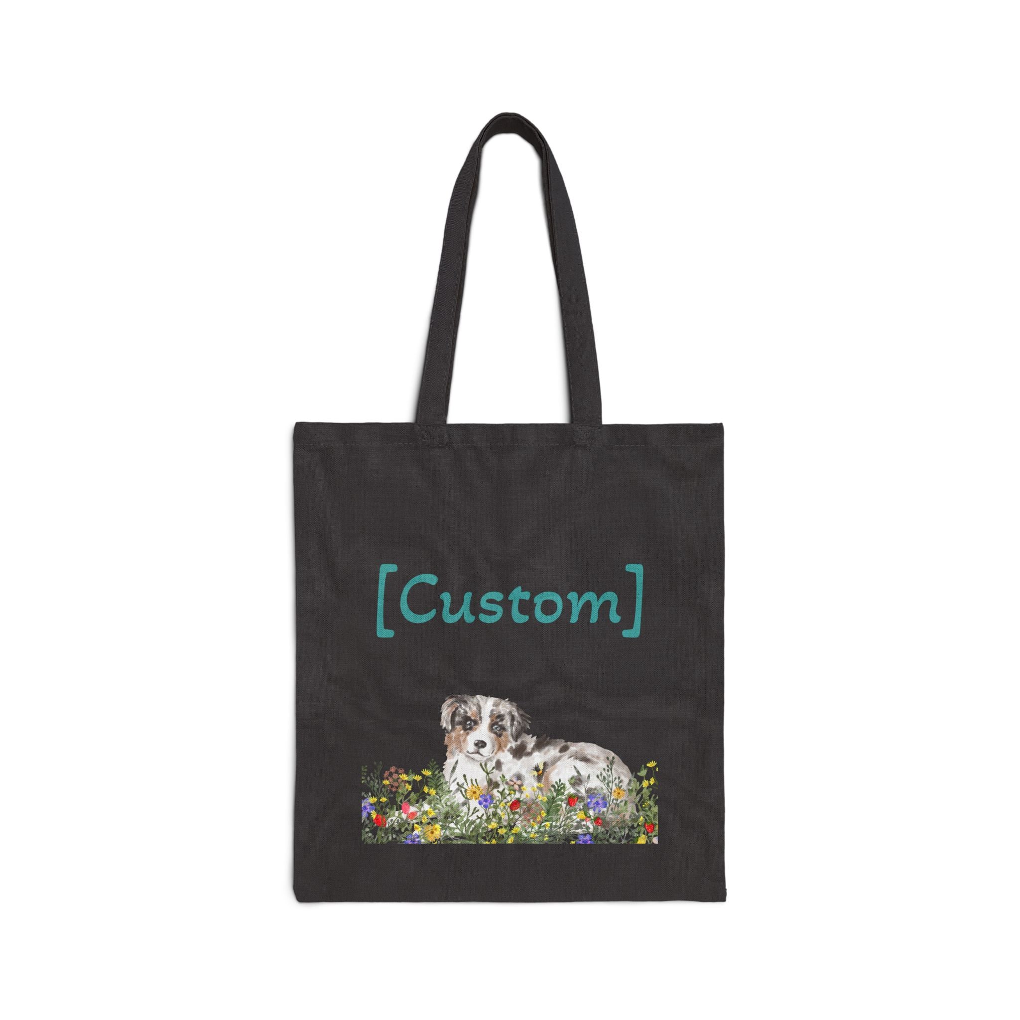 Tote Bag | Custom Puppy Floral Shoulder Bag