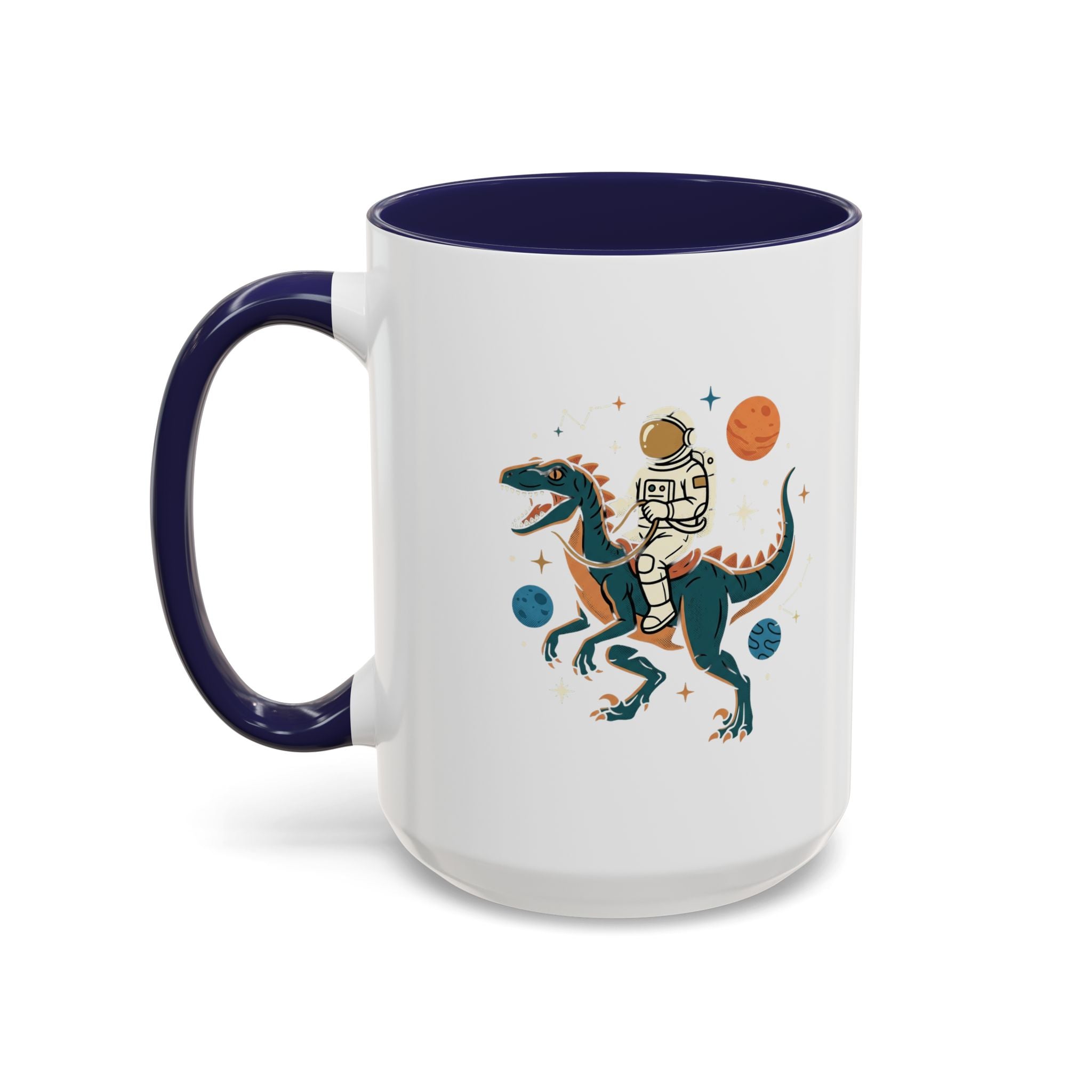 Coffee Mug | Astronaut Riding Velociraptor Accent Mug