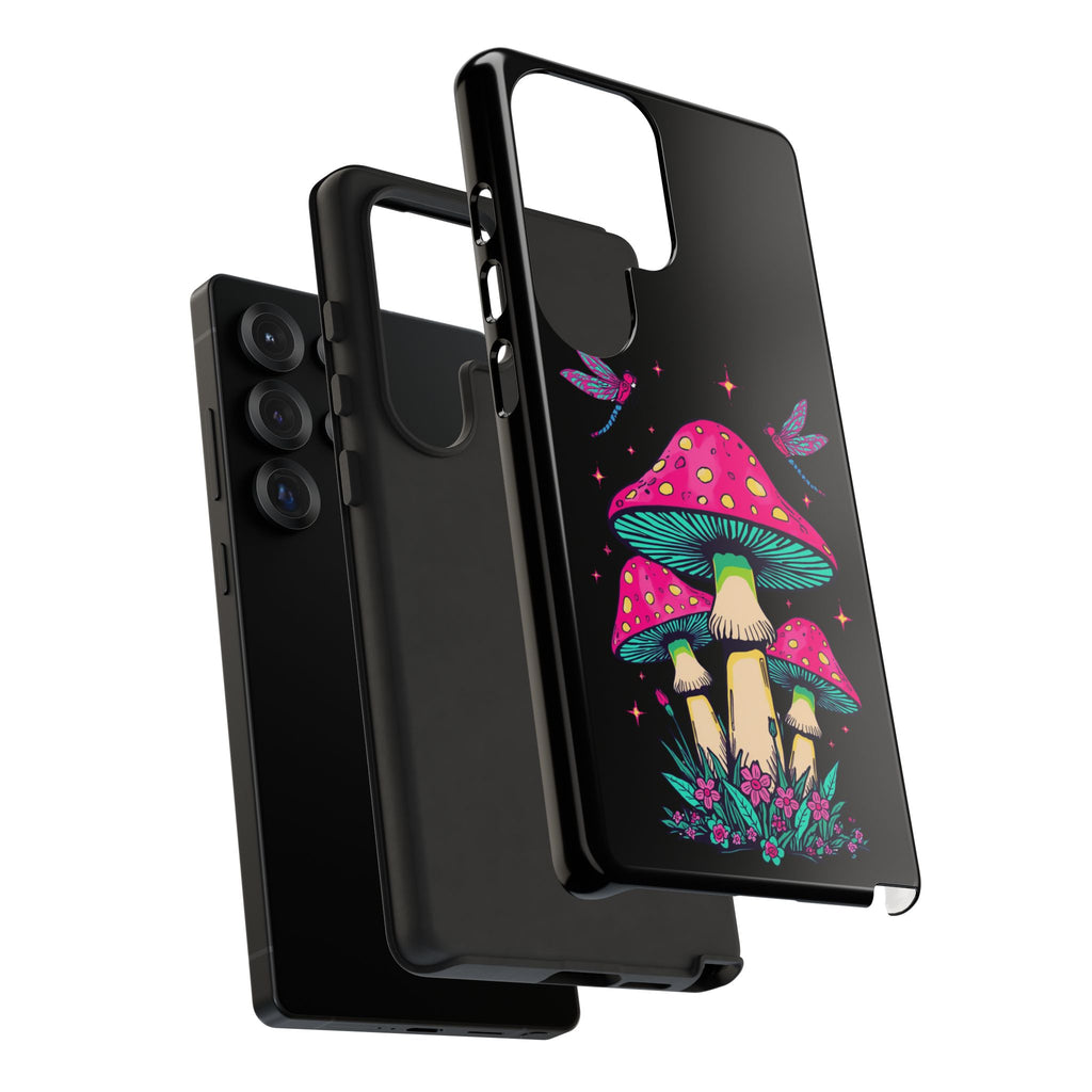 Phone Cases | Colorful Mushroom and Dragonfly Print Tough Case