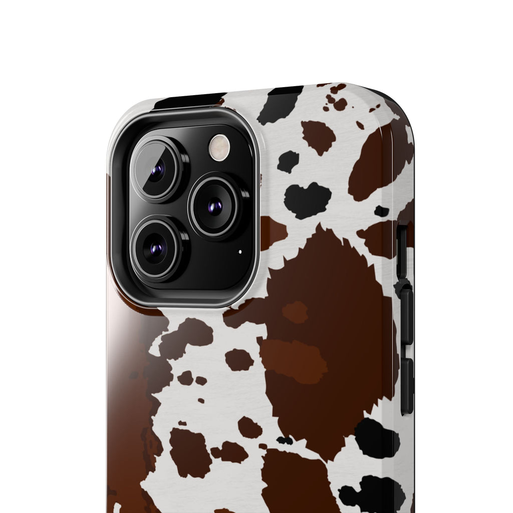 Phone Case | Brown & White Cowhide Pattern Tough Protective Cover