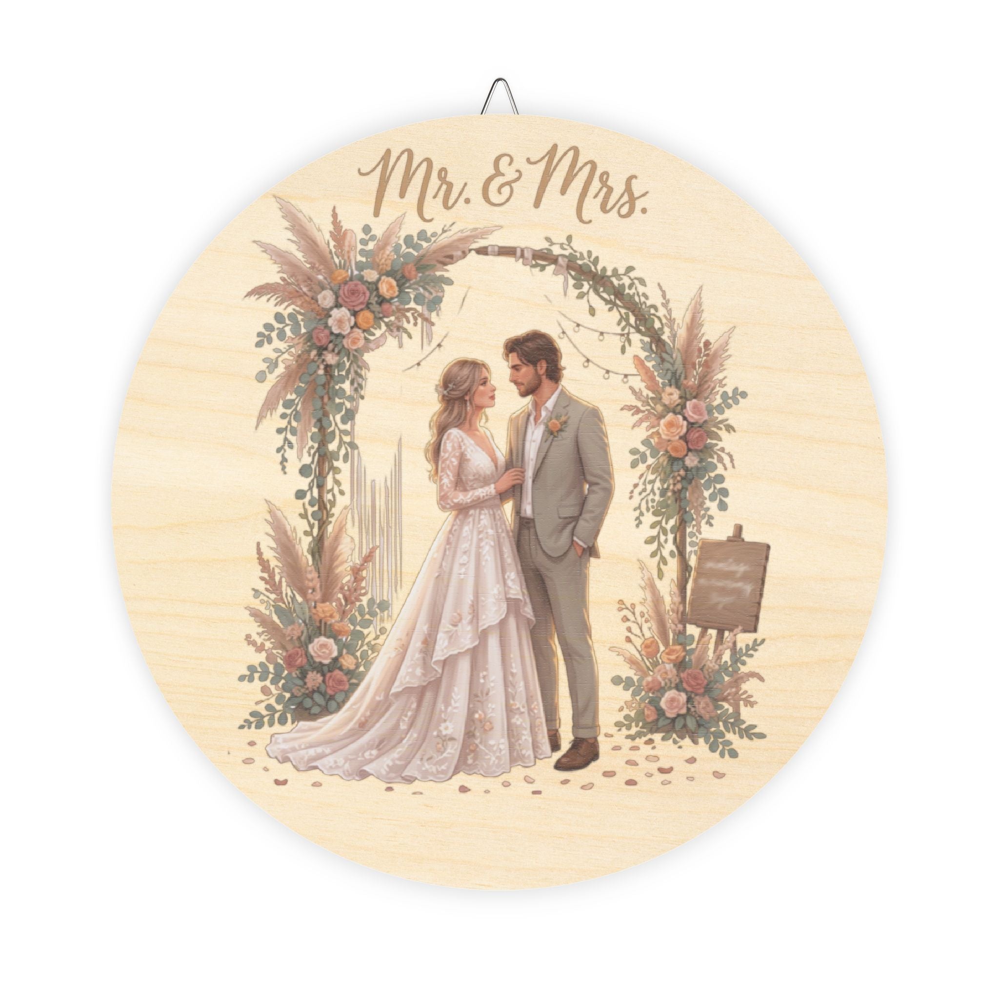 Wood Sign | Round Rustic Mr. & Mrs. Wedding Decor