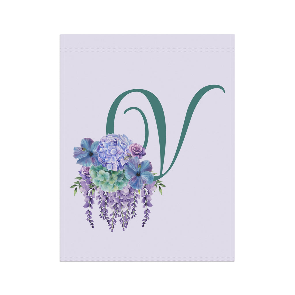 Home & Garden Banner | 'V' Monogram Lavender Petals Flag