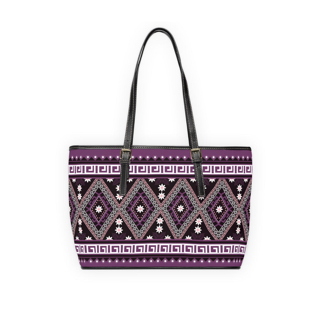 Handbag | Boho Diamond Pattern Purple Tribal Shoulder Tote