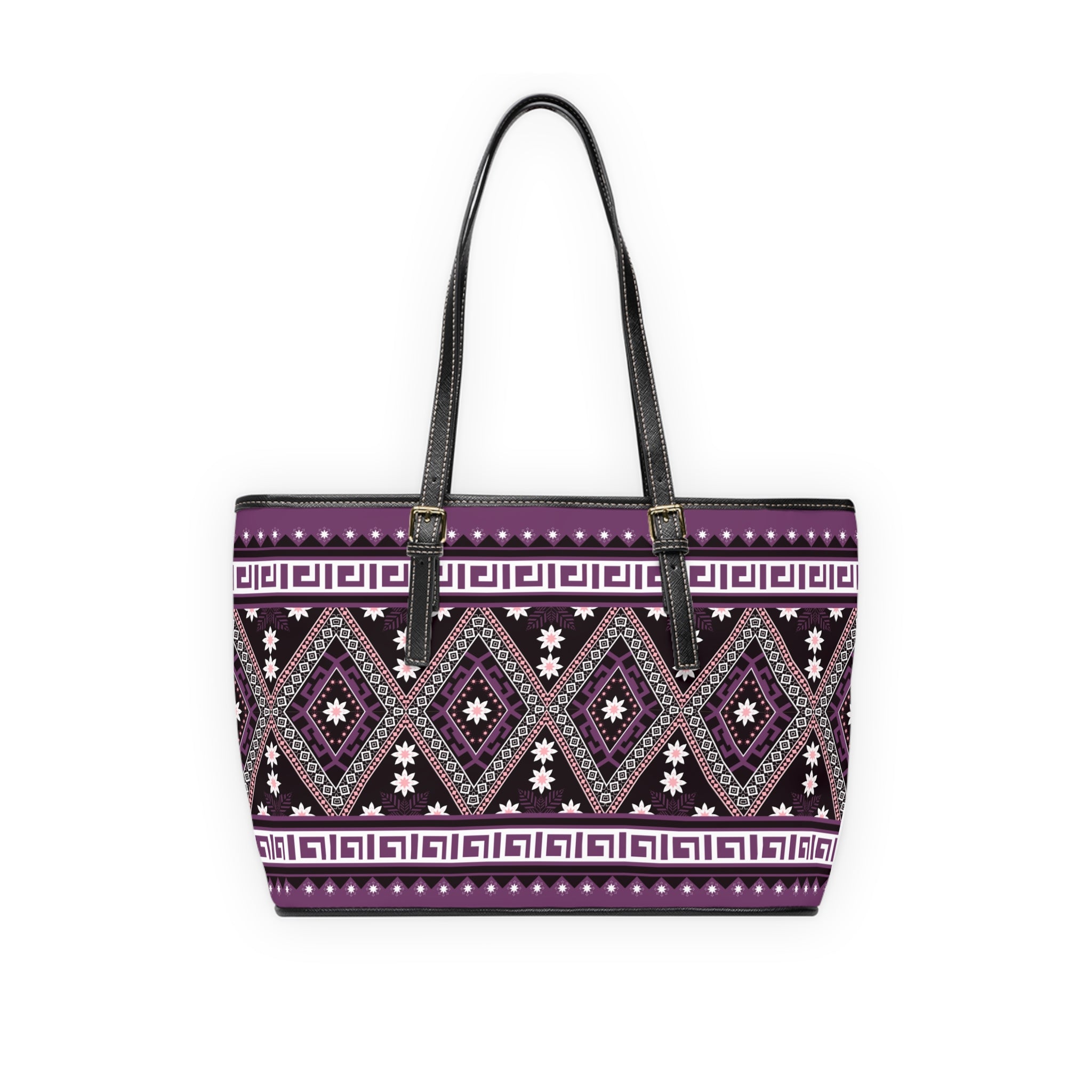 Handbag | Boho Diamond Pattern Purple Tribal Shoulder Tote