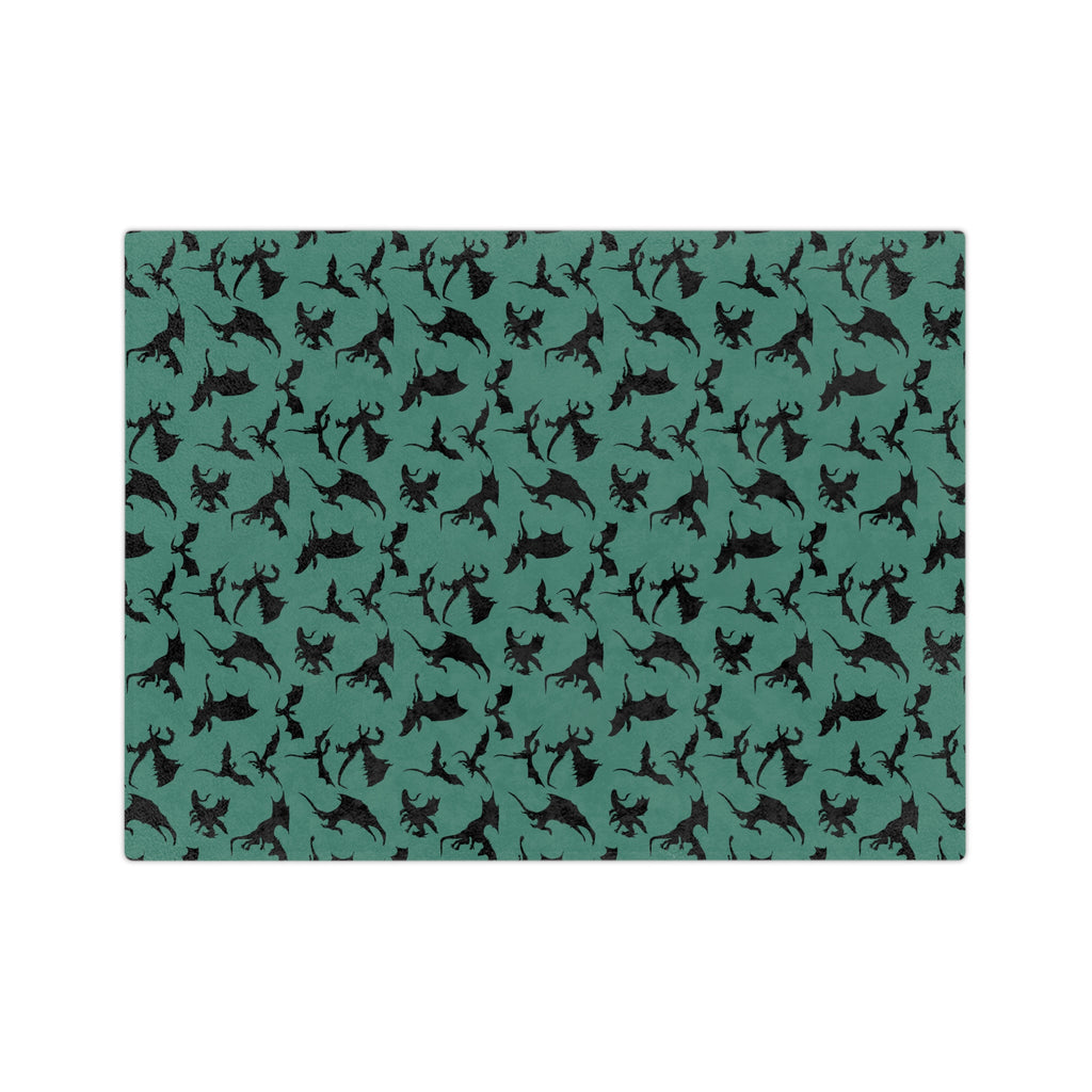 Deep Evergreen Dragons Velveteen Microfiber Throw