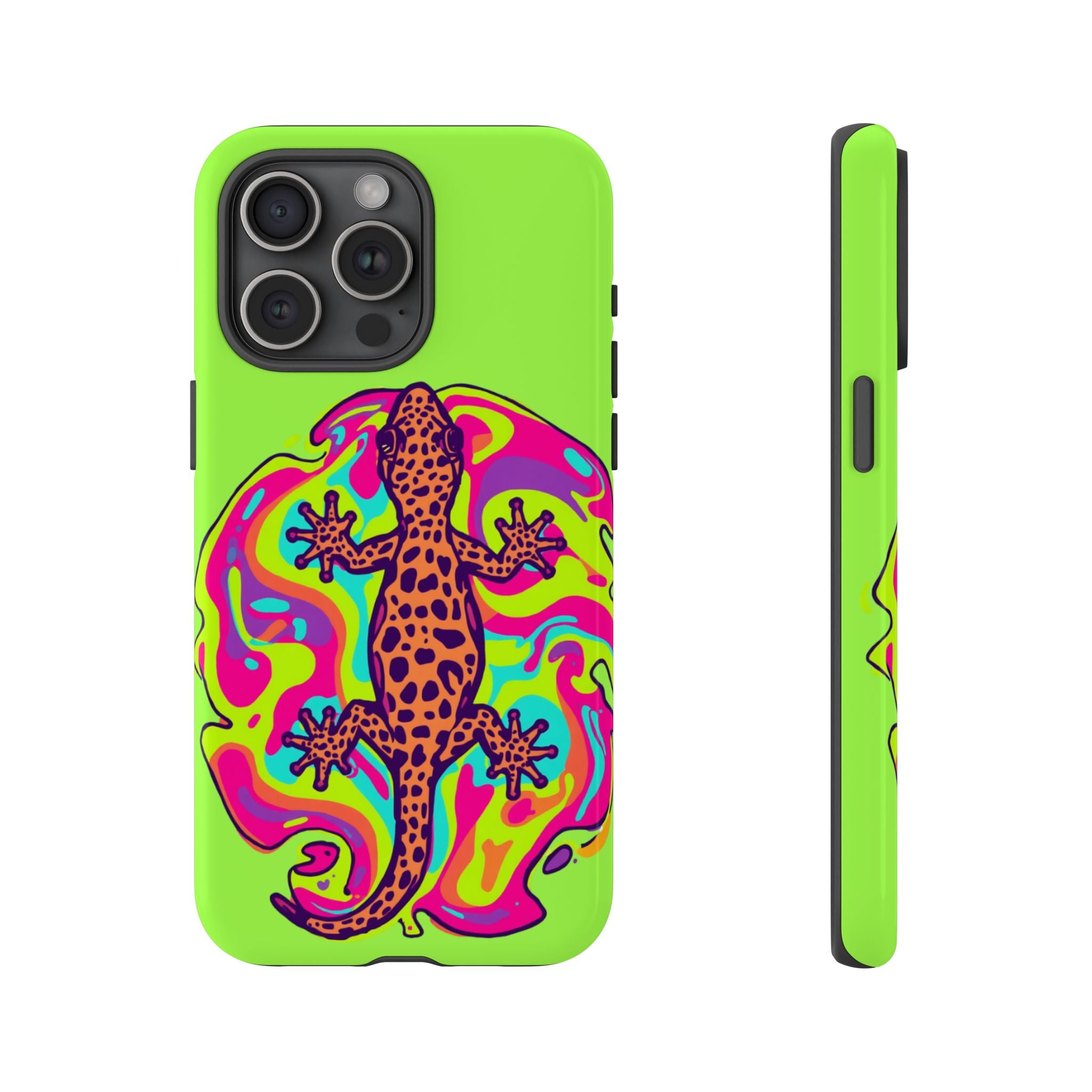 Phone Cases | Neon Leopard Gecko Swirl Phone Case