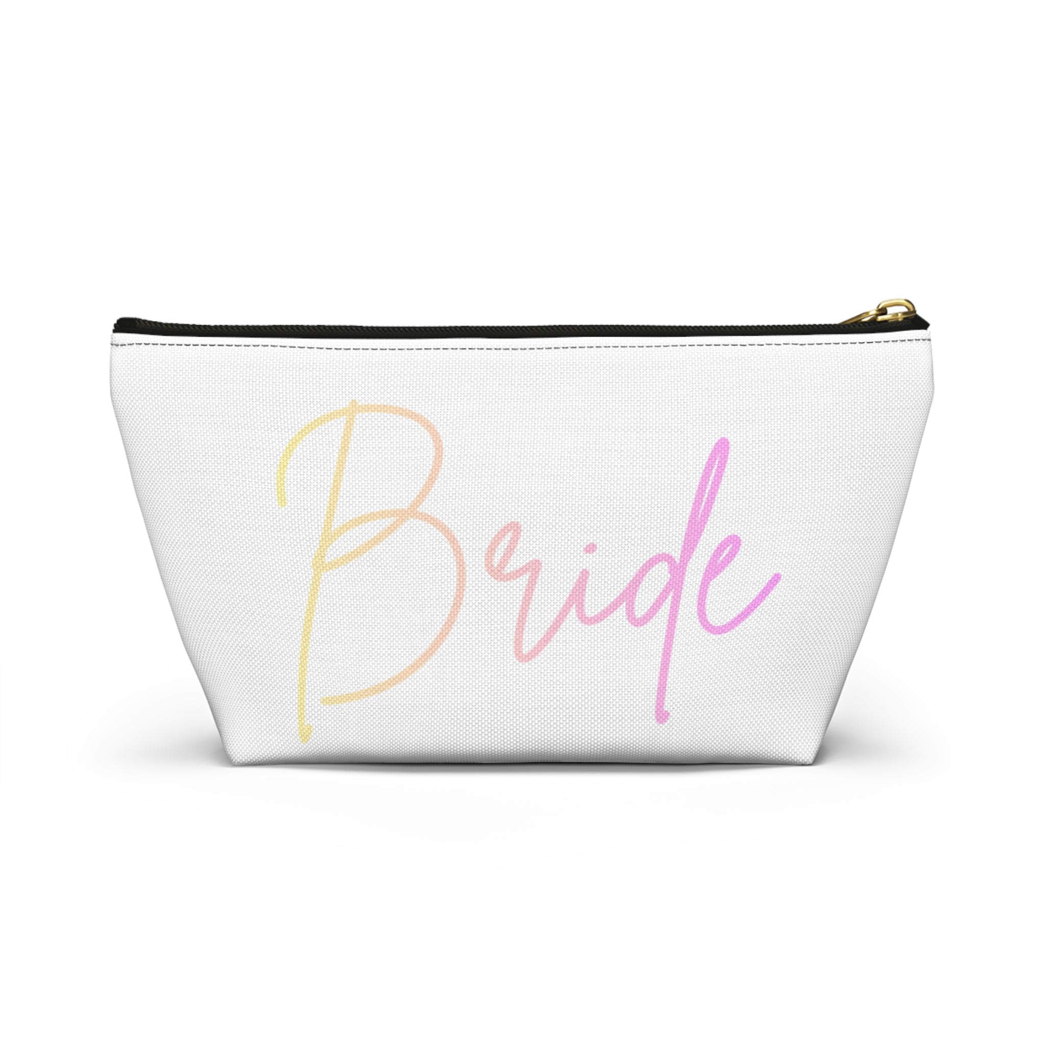 T Bottom Accessory Pouch | 'Bride' Script Pastels | Bridal Party Cosmetic Bag