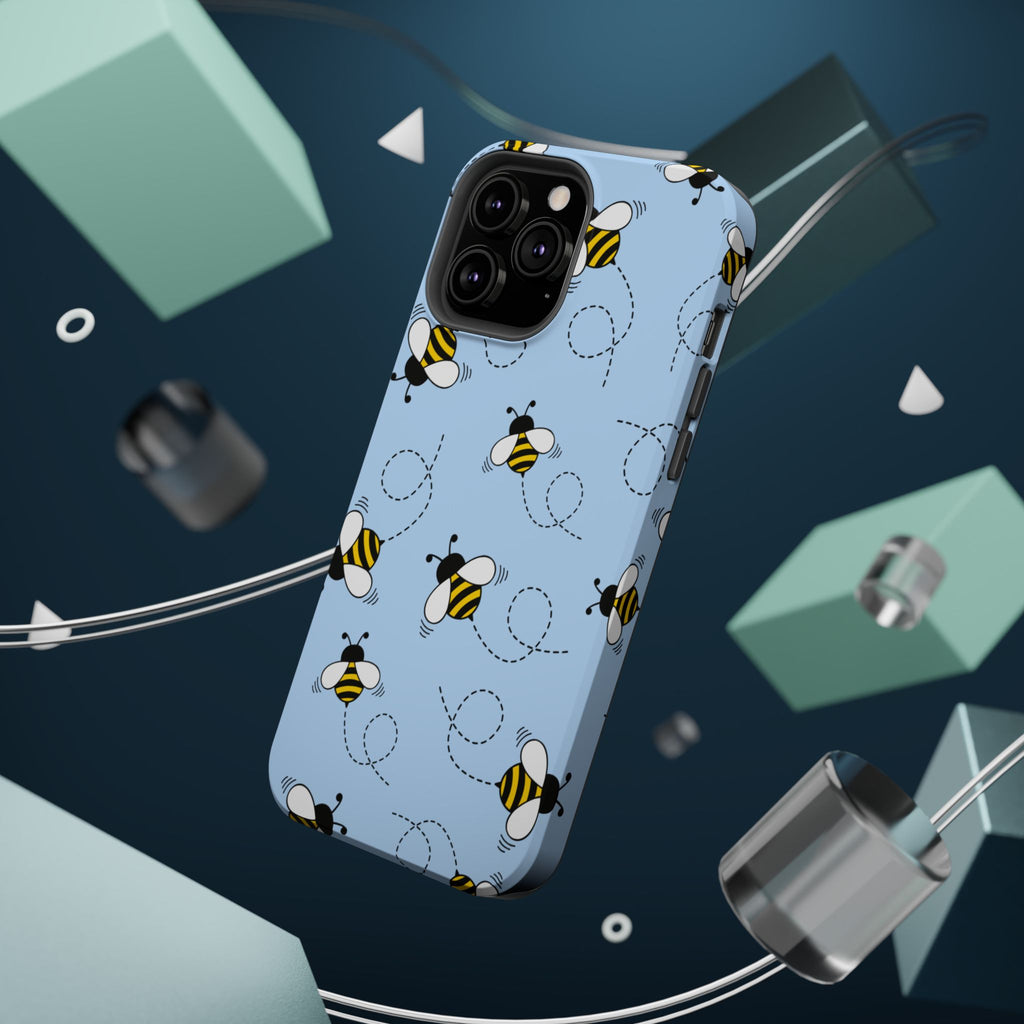 Phone Case | Sky Blue Bee Pattern Magnetic Impact-Resistant Phone Case