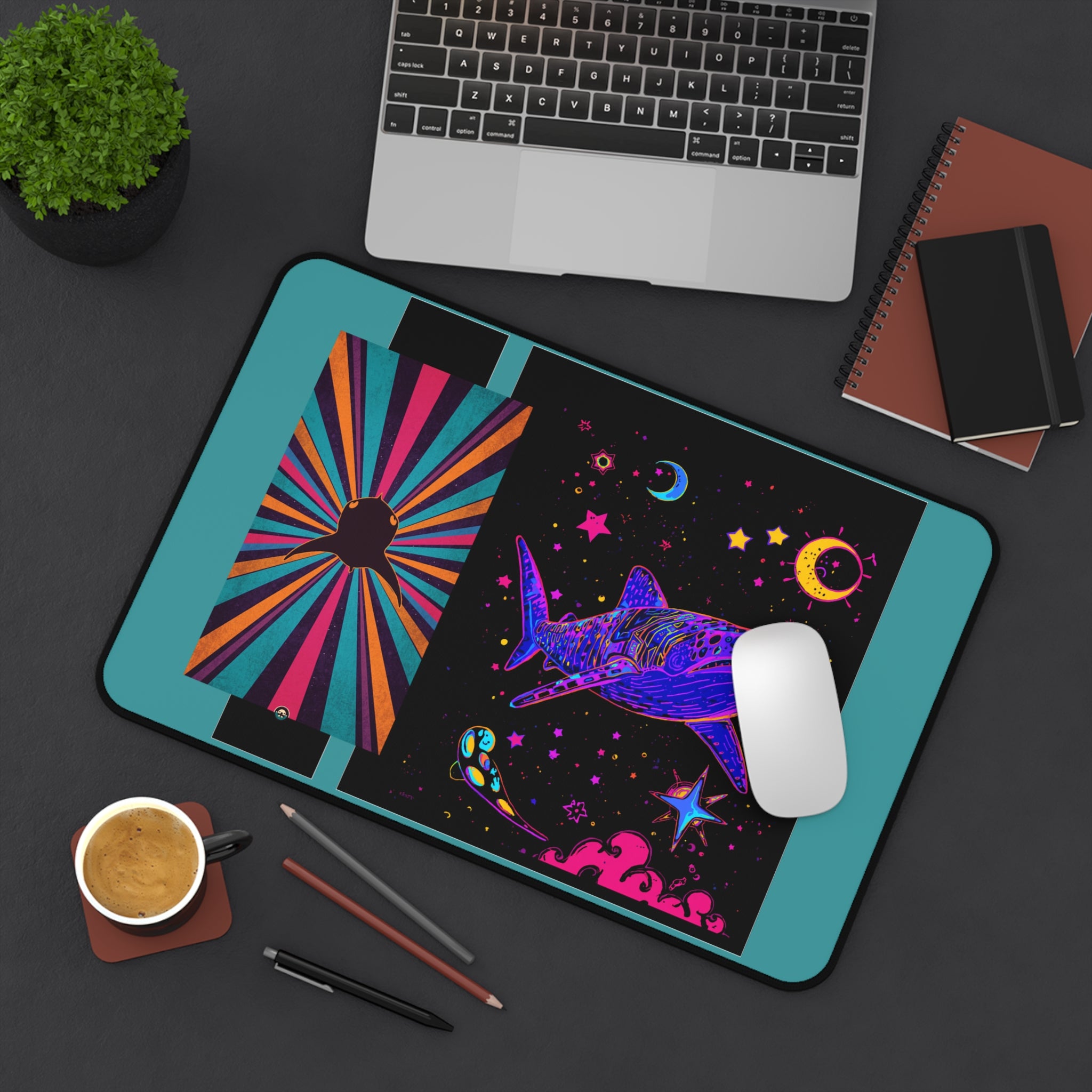 Mousepad | Neon Cosmic Shark Desk Mat