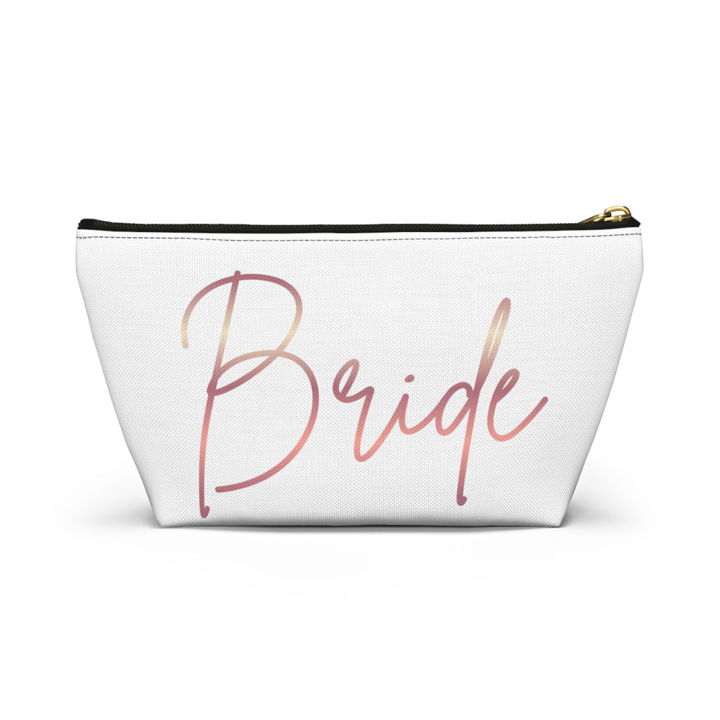 T Bottom Accessory Pouch | 'Bride' Script in Rose Gold Cosmetic Bag