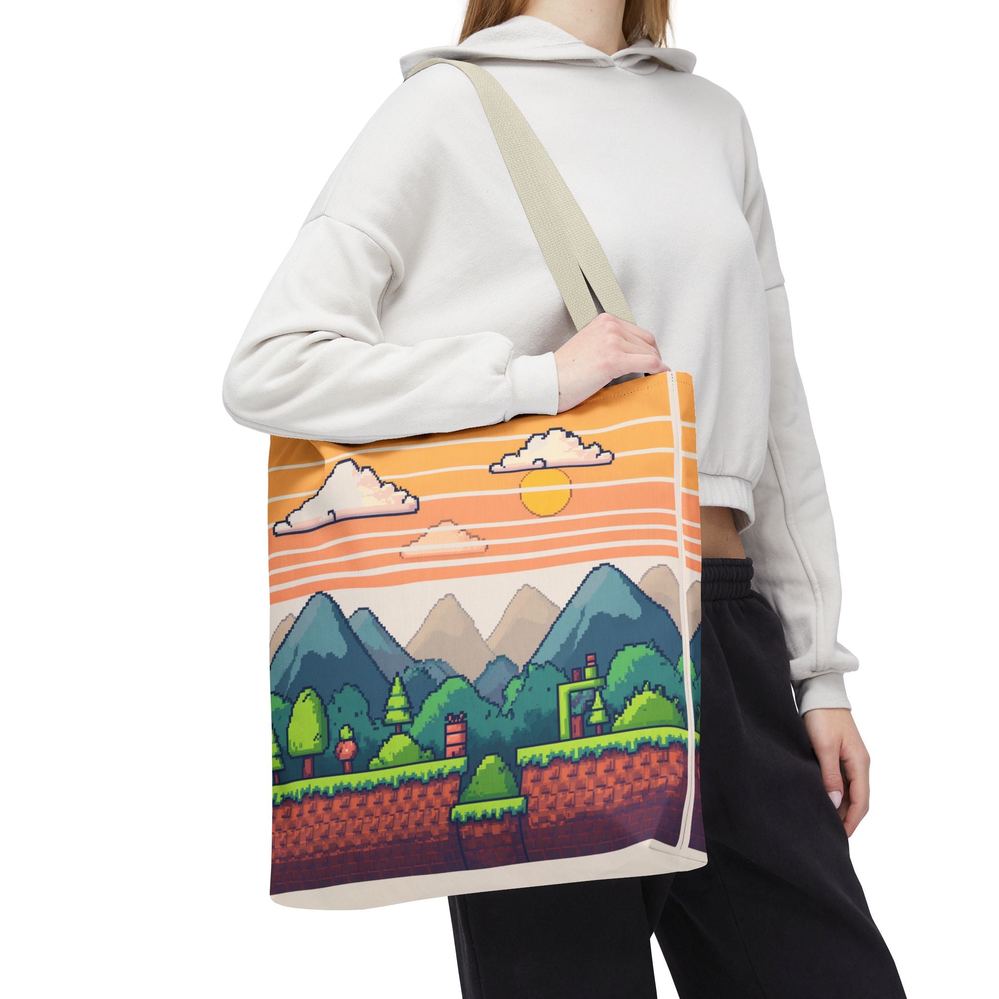 Tote Bag | Pixel Sunset Mountain Gamer Tote