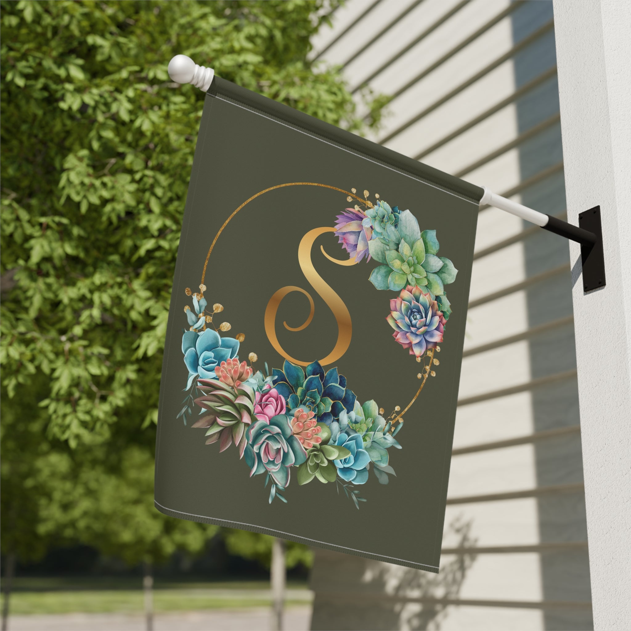 Home & Garden Banner | 'S' Monogram Succulents Flag