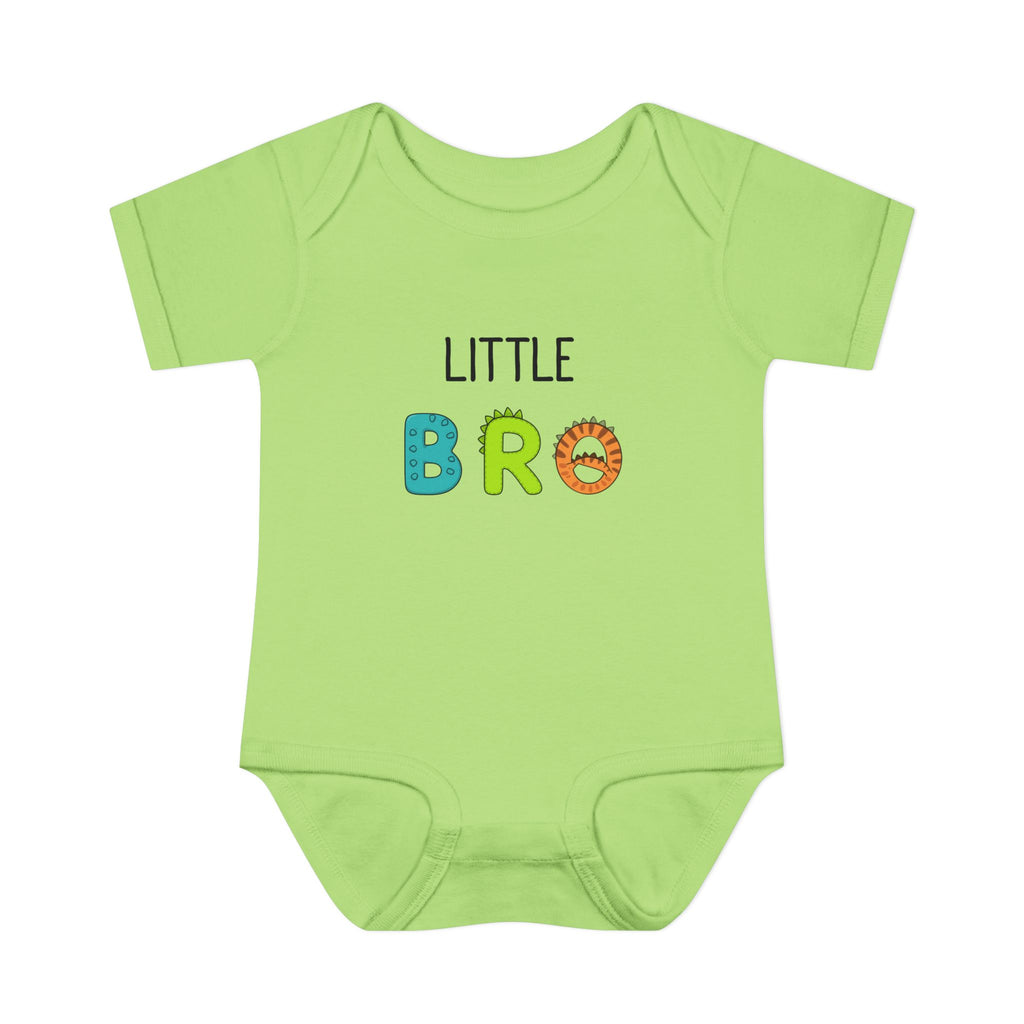 Baby Bodysuit | 'Little Bro' Sibling Infant Onesie with Colorful Dino Letters