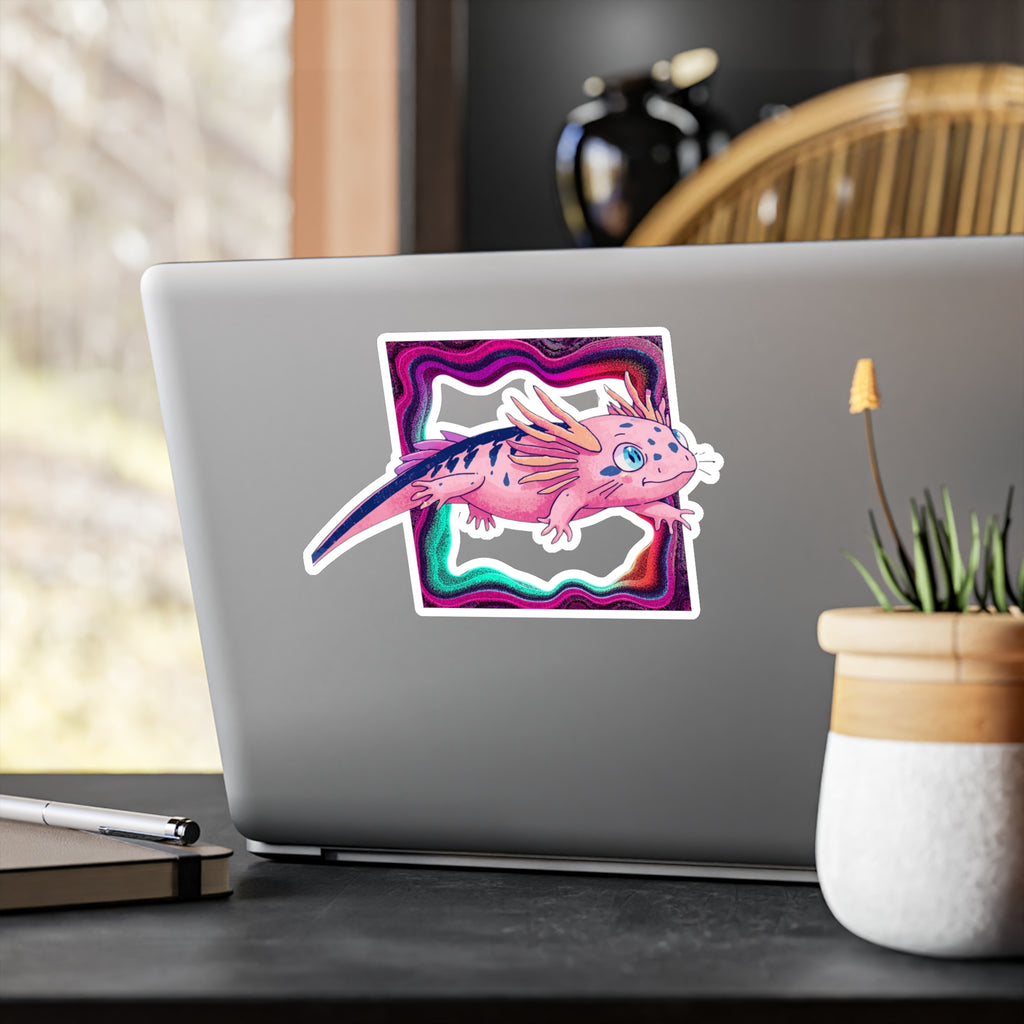 Vinyl Decal | Cute Pink Axolotl Kiss-Cut Sticker