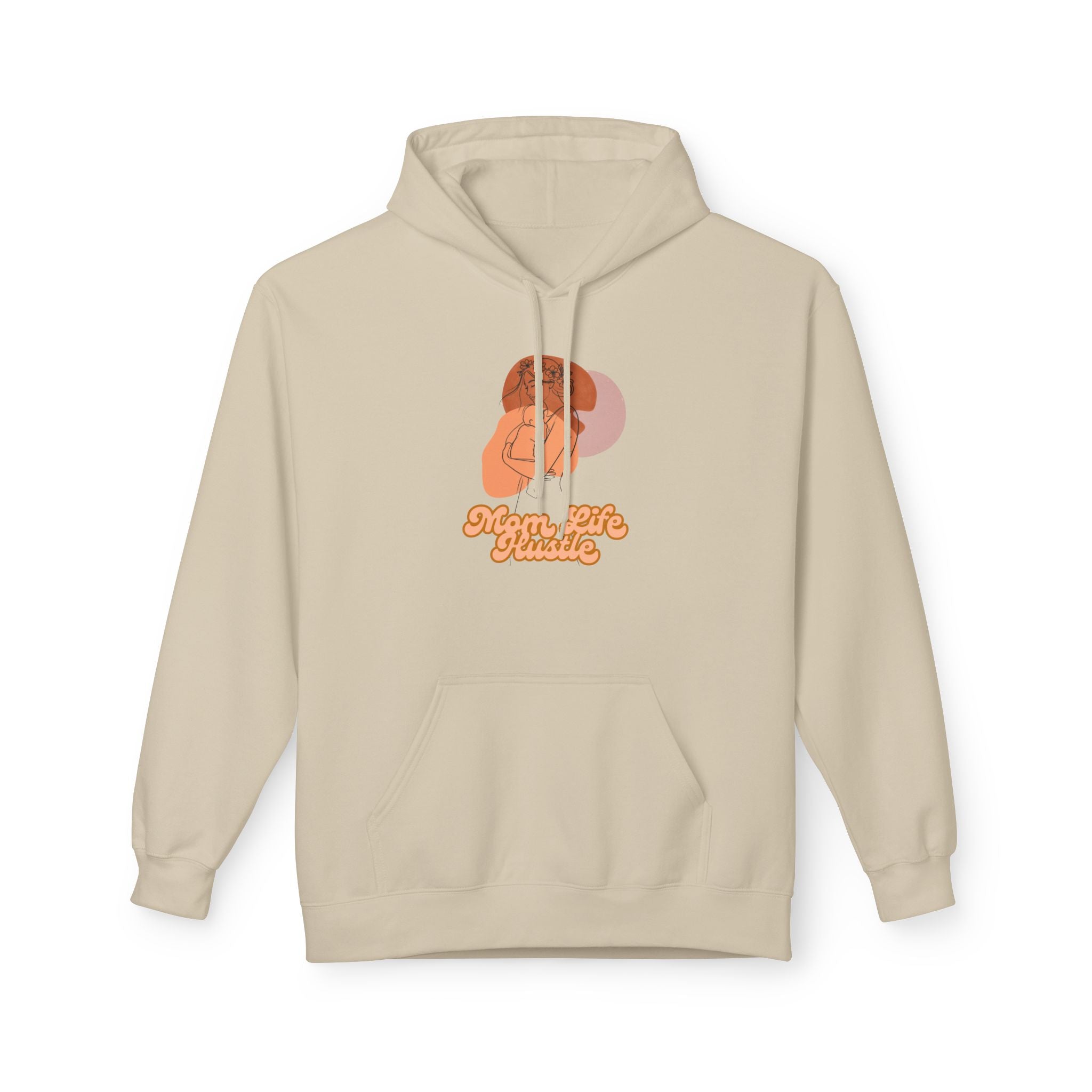'Mom Life Hustle' Retro Hoodie | Delicate Line Illustration of a Mother & Baby