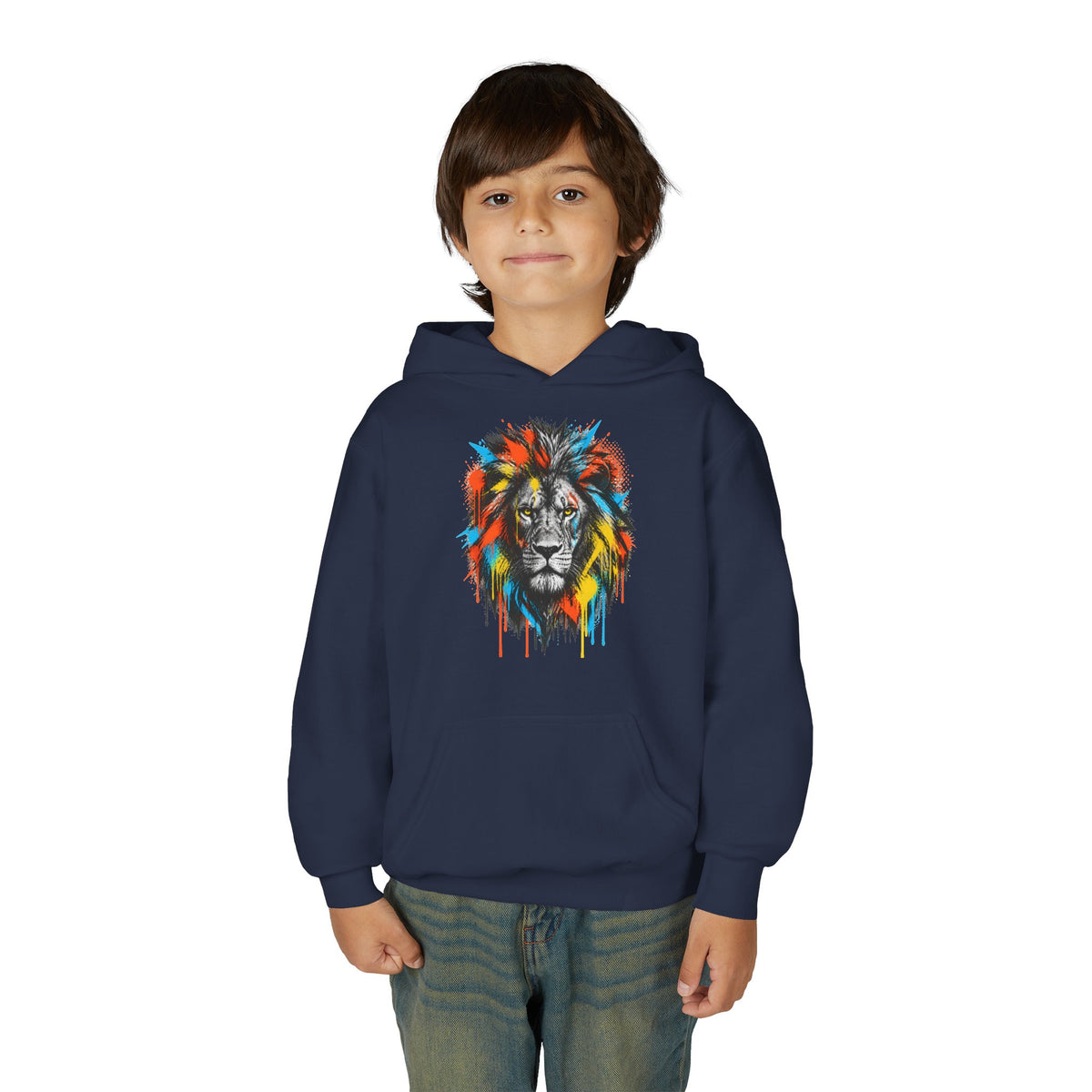 Lion Spirit Paint Drips Youth Hoodie