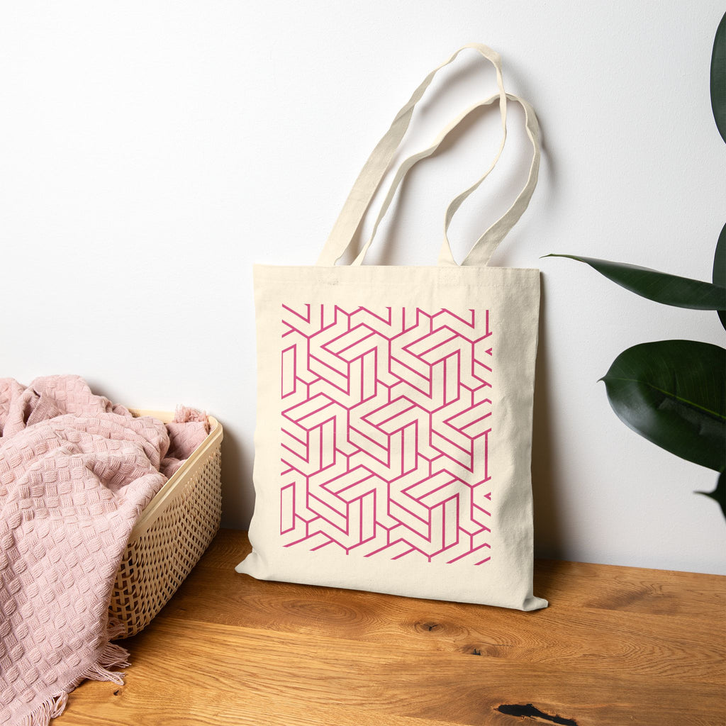 Tote Bag | Pink Optical Illusion Canvas Tote